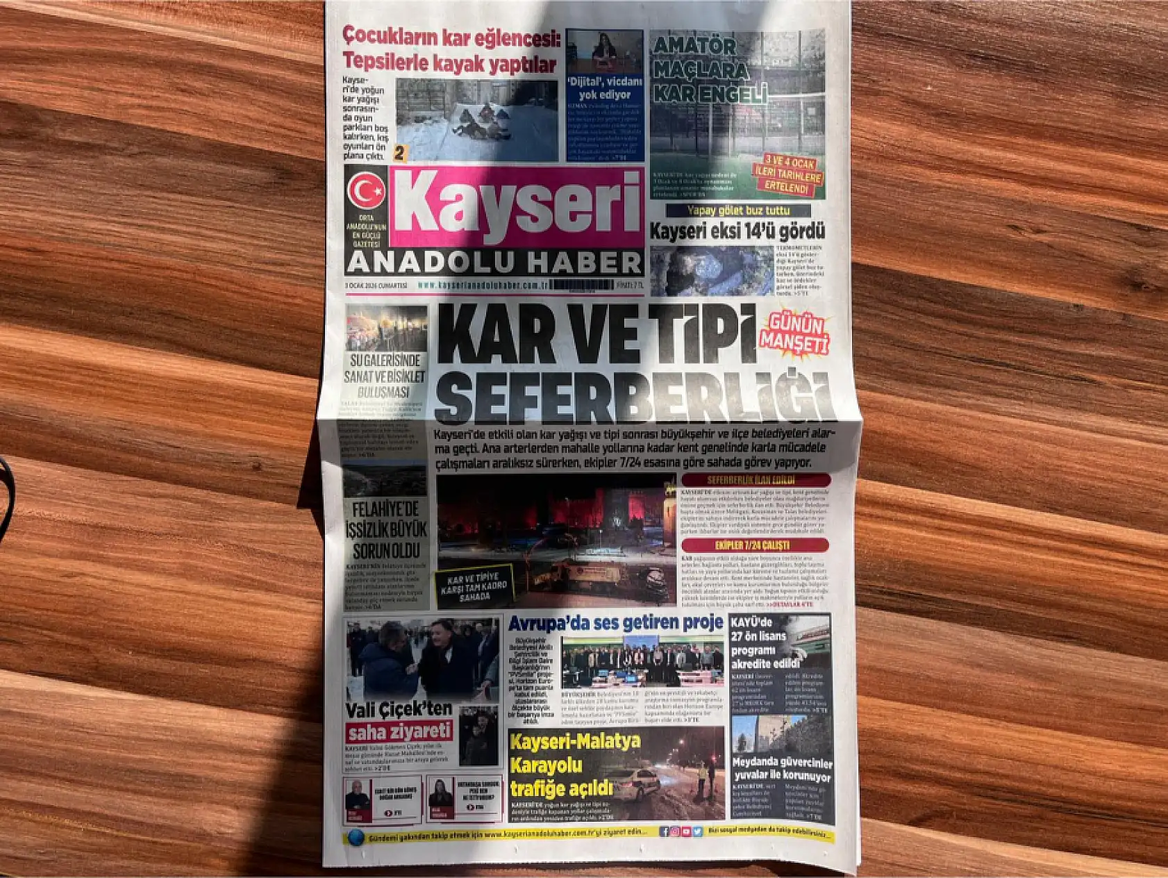 Kayseri gazeteleri yılın ilk cumartesi gününe hangi manşetlerde çıktı?