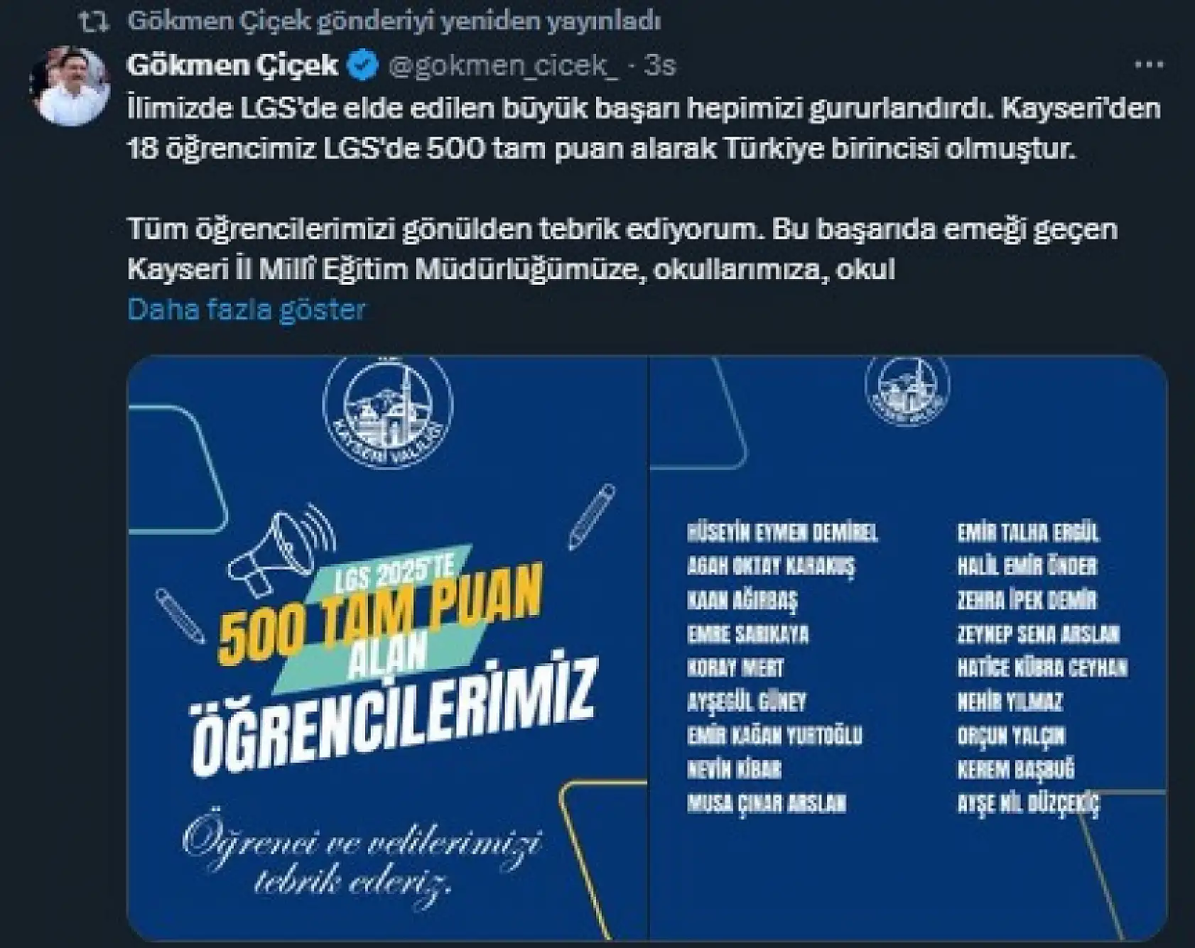 Kayseri'de sosyal medya hesaplarında ne paylaşıldı?