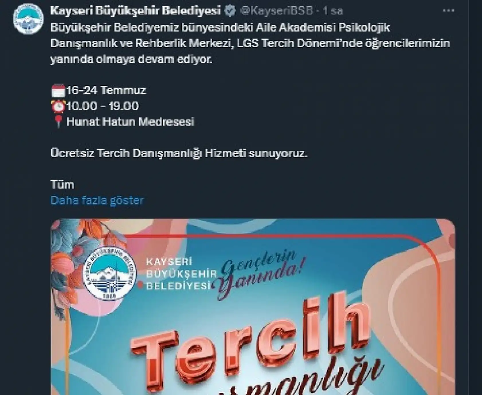 Kayseri'de sosyal medya hesaplarında ne paylaşıldı?