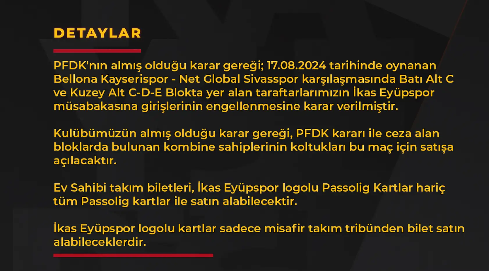 Kayserispor taraftarı akın edecek!