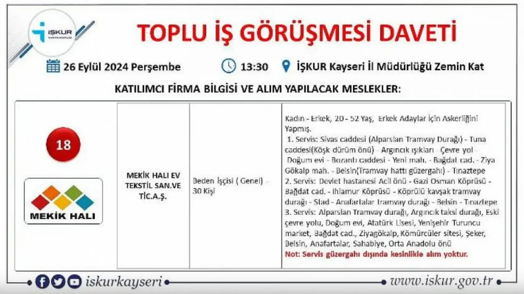 Kayseri'de büyük görüşme yarın - 710 kişi işe alınacak!