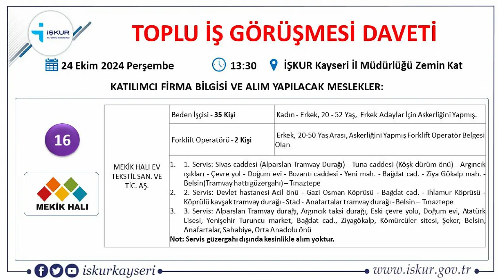 Kayseri'de 24 farklı firma yüzlerce işçi alacak! İşte tam listesi!