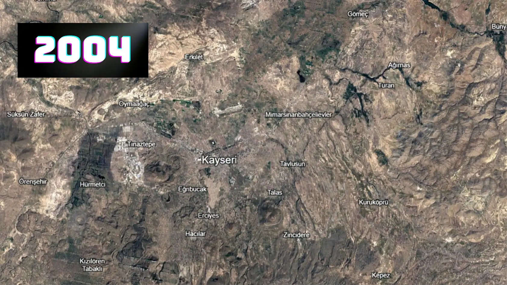 Kayseri'nin 1984'ten itibaren değişimi dikkat çekiyor: O bölge her geçen yıl büyüyor!