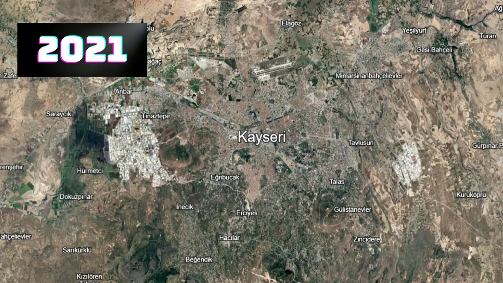 Kayseri'nin 1984'ten itibaren değişimi dikkat çekiyor: O bölge her geçen yıl büyüyor!