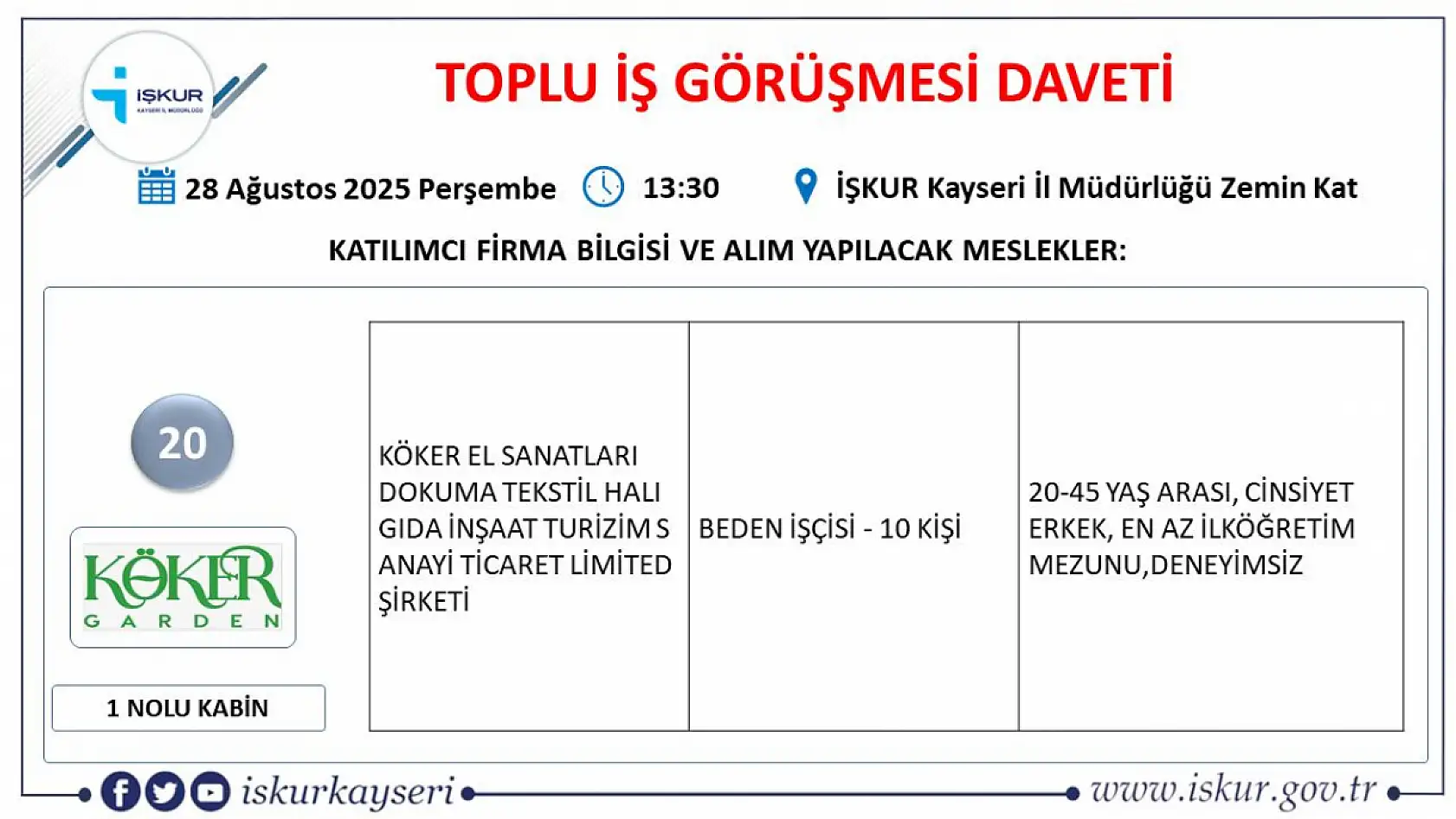 Kayseri'de iş arayanlara önemli fırsat! İŞKUR duyurdu 25 dev firma 540 personel alımı gerçekleştirecek...