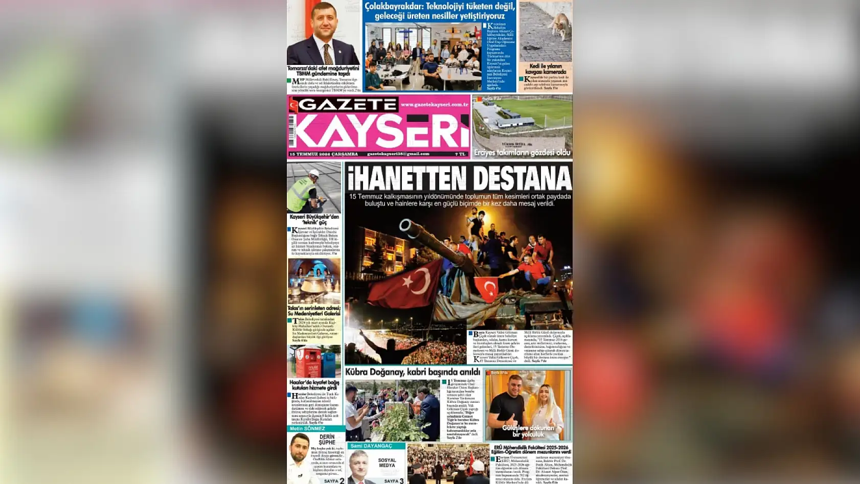 Kayseri yerel gazeteleri 15 Temmuz sabahına hangi manşetlerle çıktı?