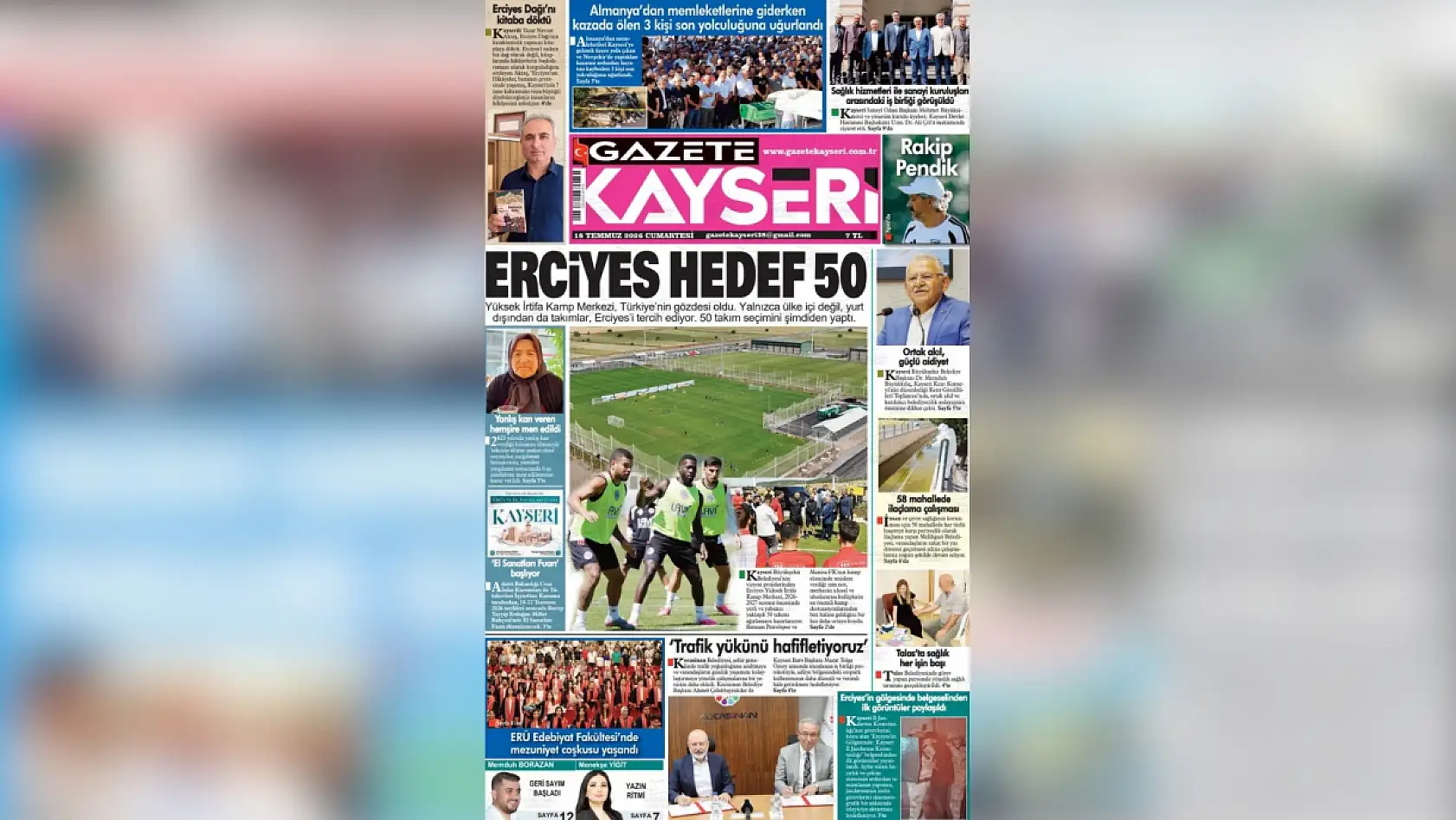 Kayseri yerel gazeteleri 18 Temmuz sabahına hangi manşetlerle çıktı?
