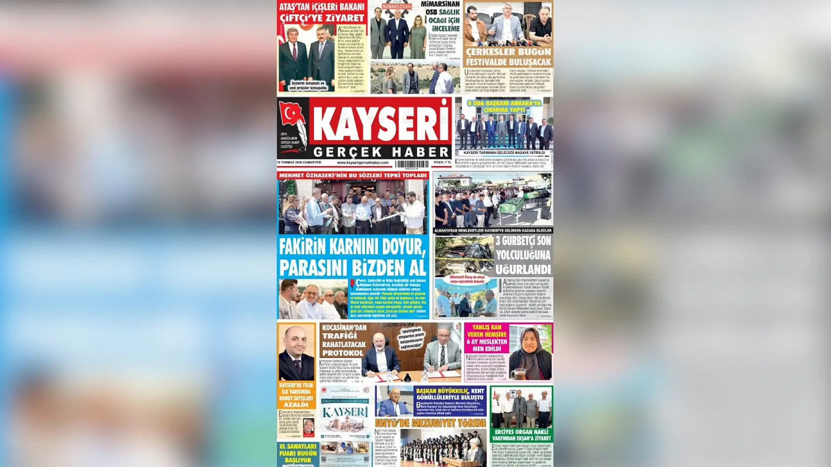 Kayseri yerel gazeteleri 18 Temmuz sabahına hangi manşetlerle çıktı?