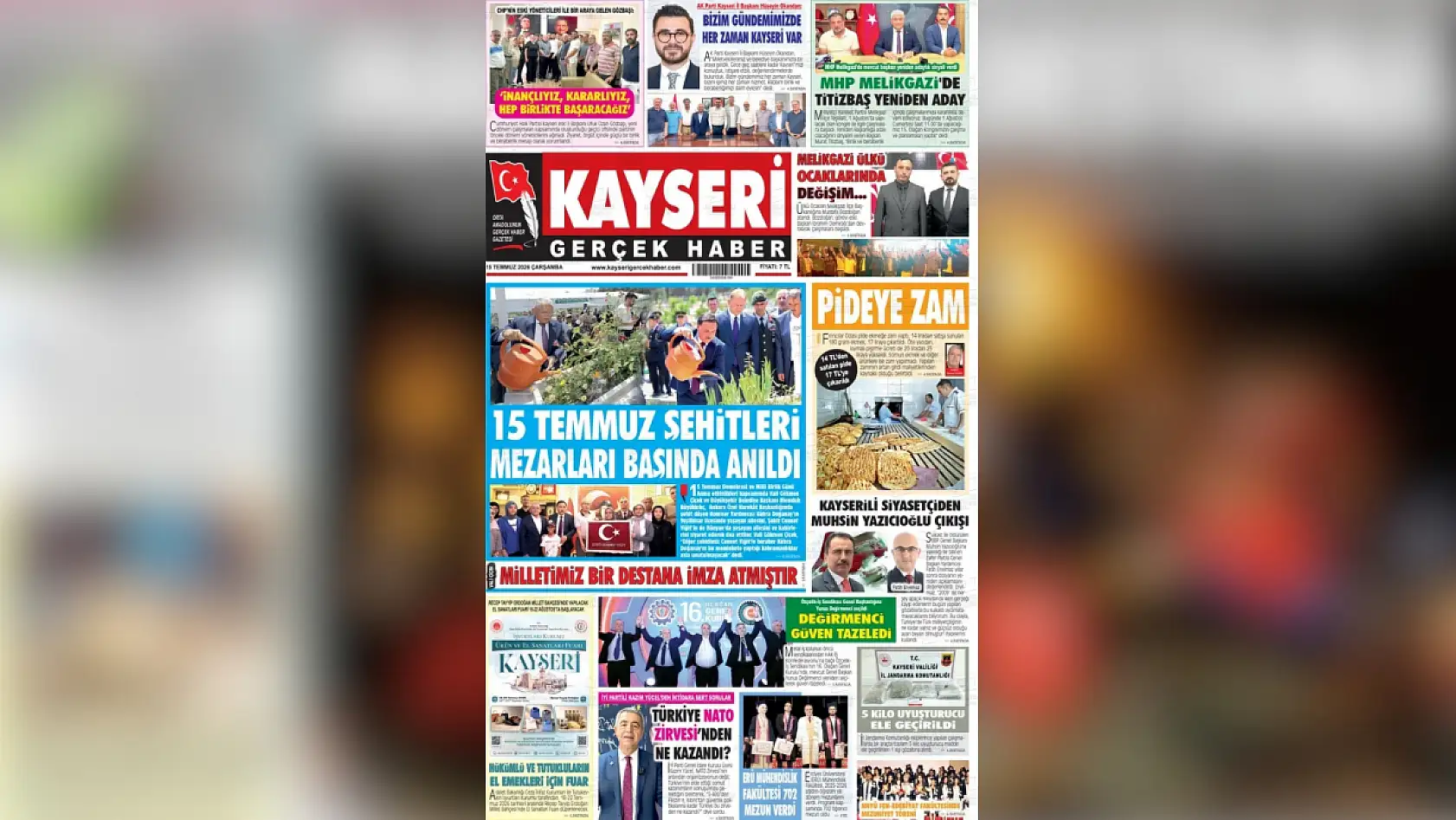 Kayseri yerel gazeteleri 15 Temmuz sabahına hangi manşetlerle çıktı?