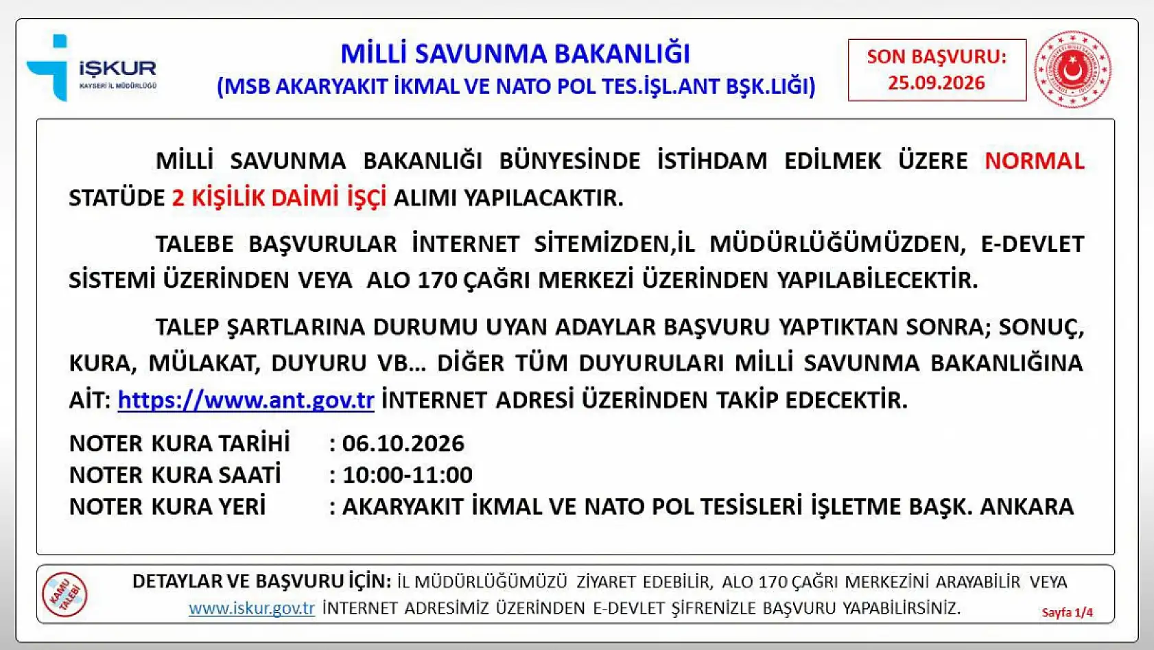 Kayseri Tank Çiftliği'ne personel alınacak!