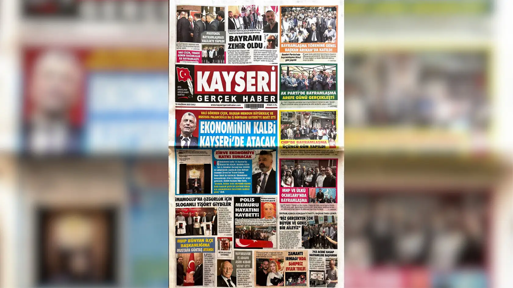 Kayseri yerel basını 10 Haziran Salı gününe hangi manşetlerle çıktı?