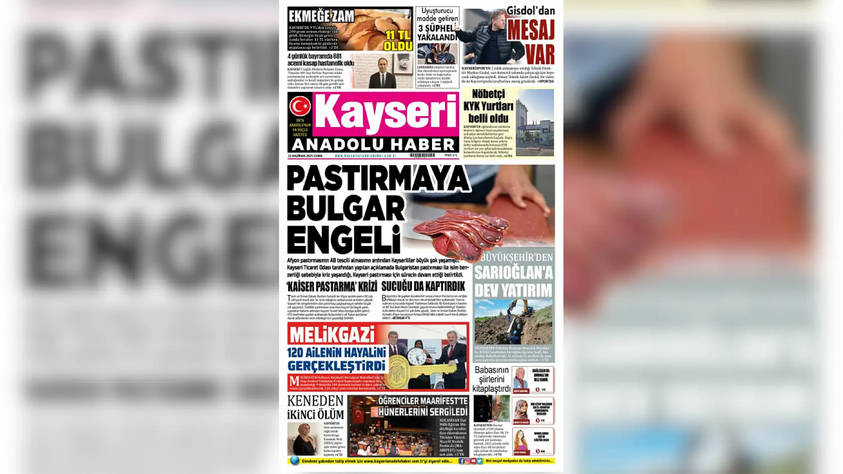 Kayseri yerel basını 13 Haziran'a hangi manşetlerle çıktı? İşte öne çıkanlar...