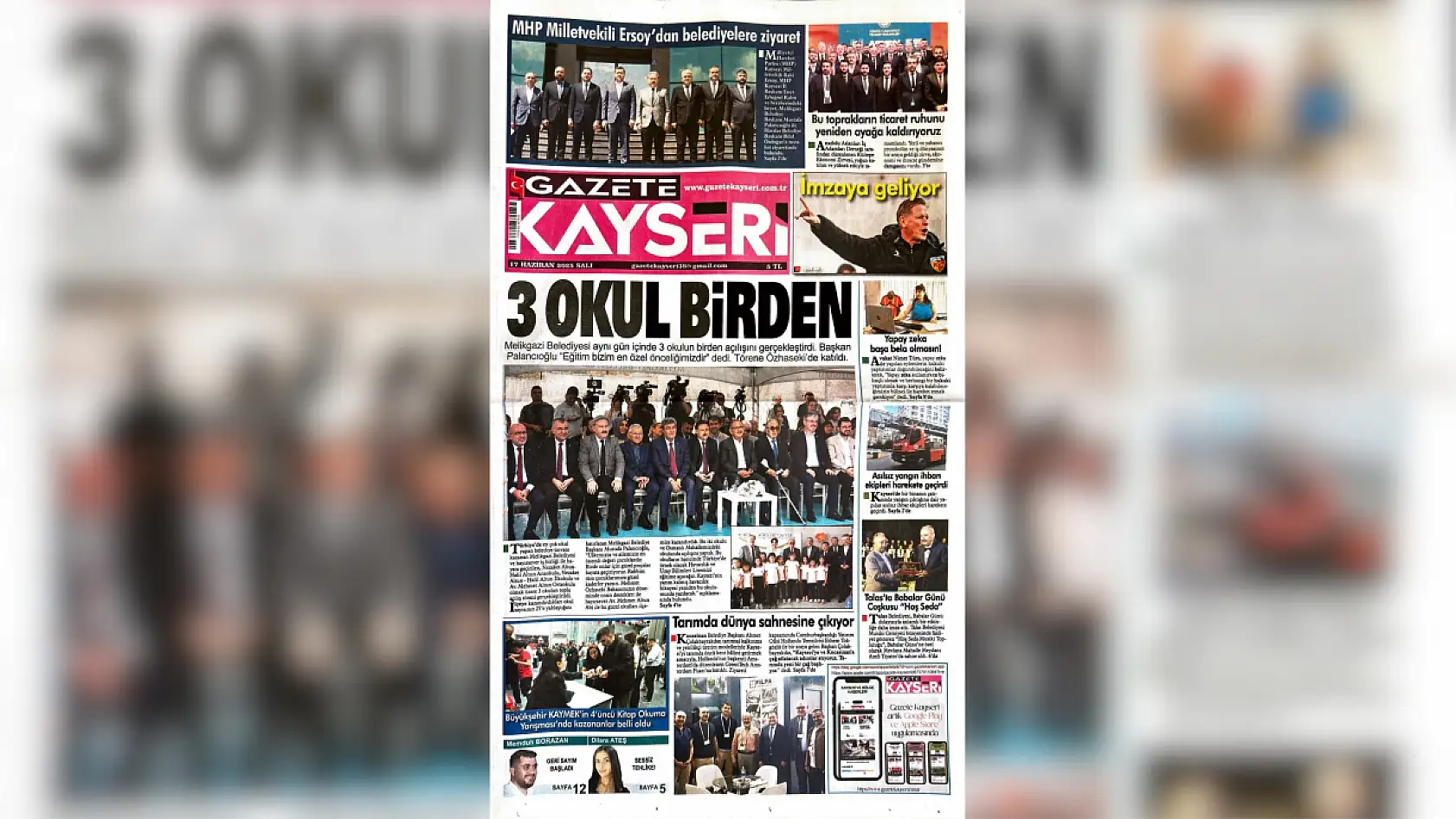 Kayseri yerel basını 17 Haziran Salı gününe hangi manşetlerle çıktı?