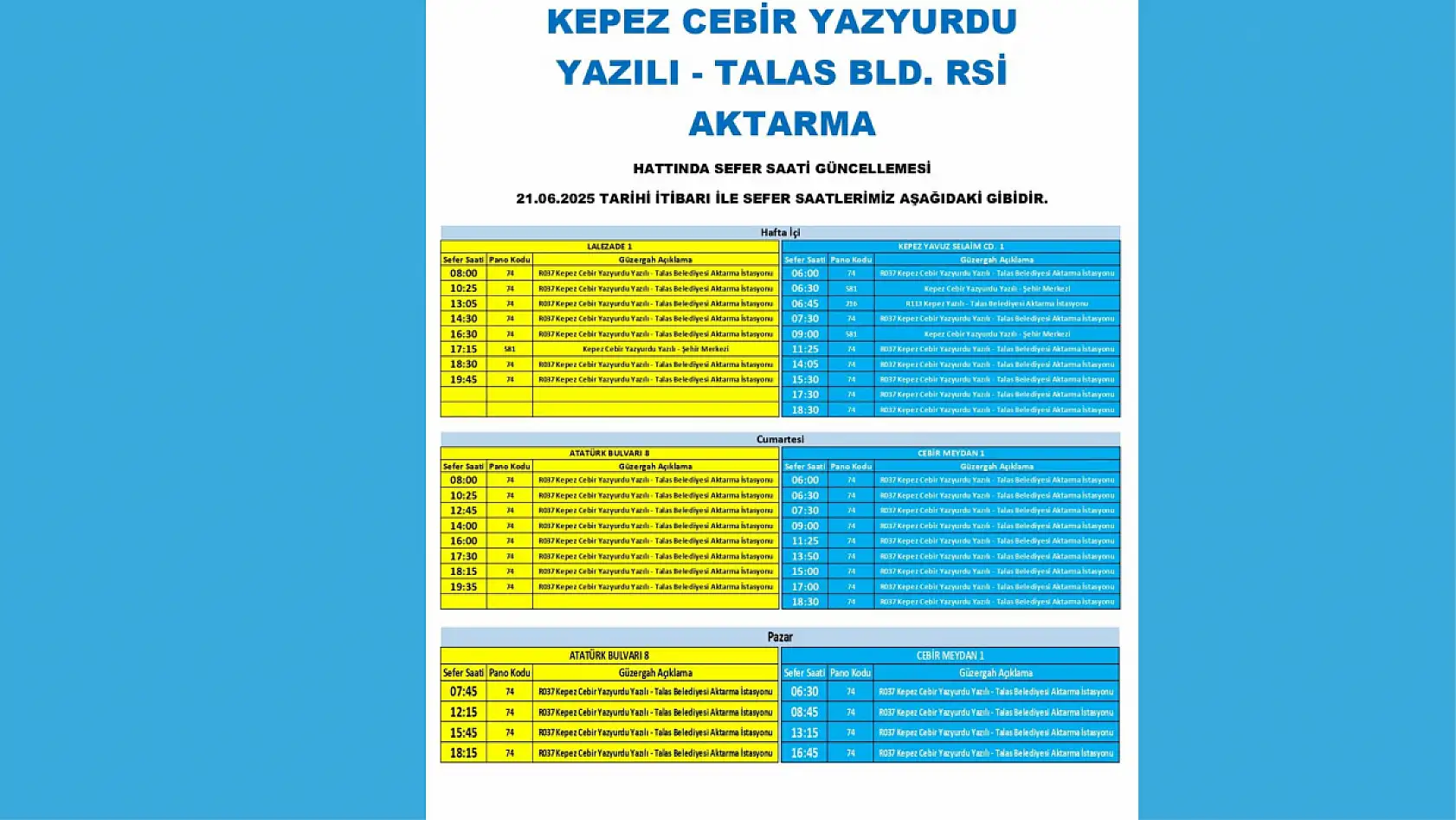 Kayseri'de toplu ulaşım düzenlemesi: Erkilet, Talas, İncesu çok sayıda güzergahta değişiklik yapıldı!