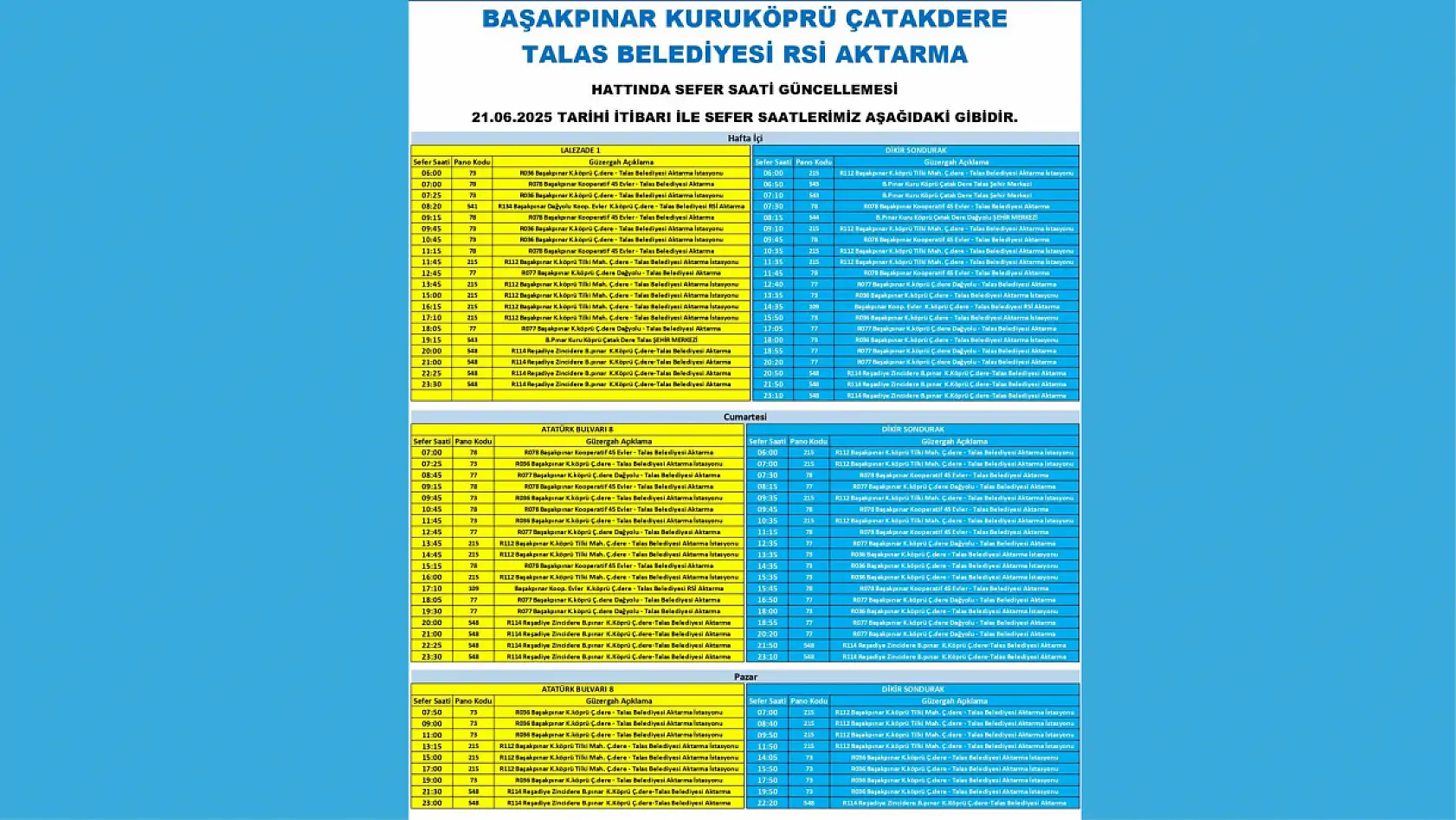 Kayseri'de toplu ulaşım düzenlemesi: Erkilet, Talas, İncesu çok sayıda güzergahta değişiklik yapıldı!