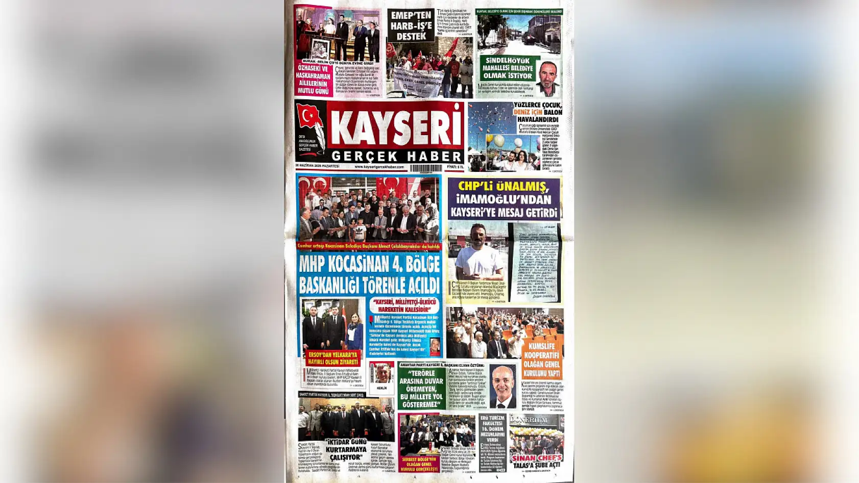 Kayseri yerel basını 30 Haziran Pazartesi gününe hangi manşetlerle çıktı?