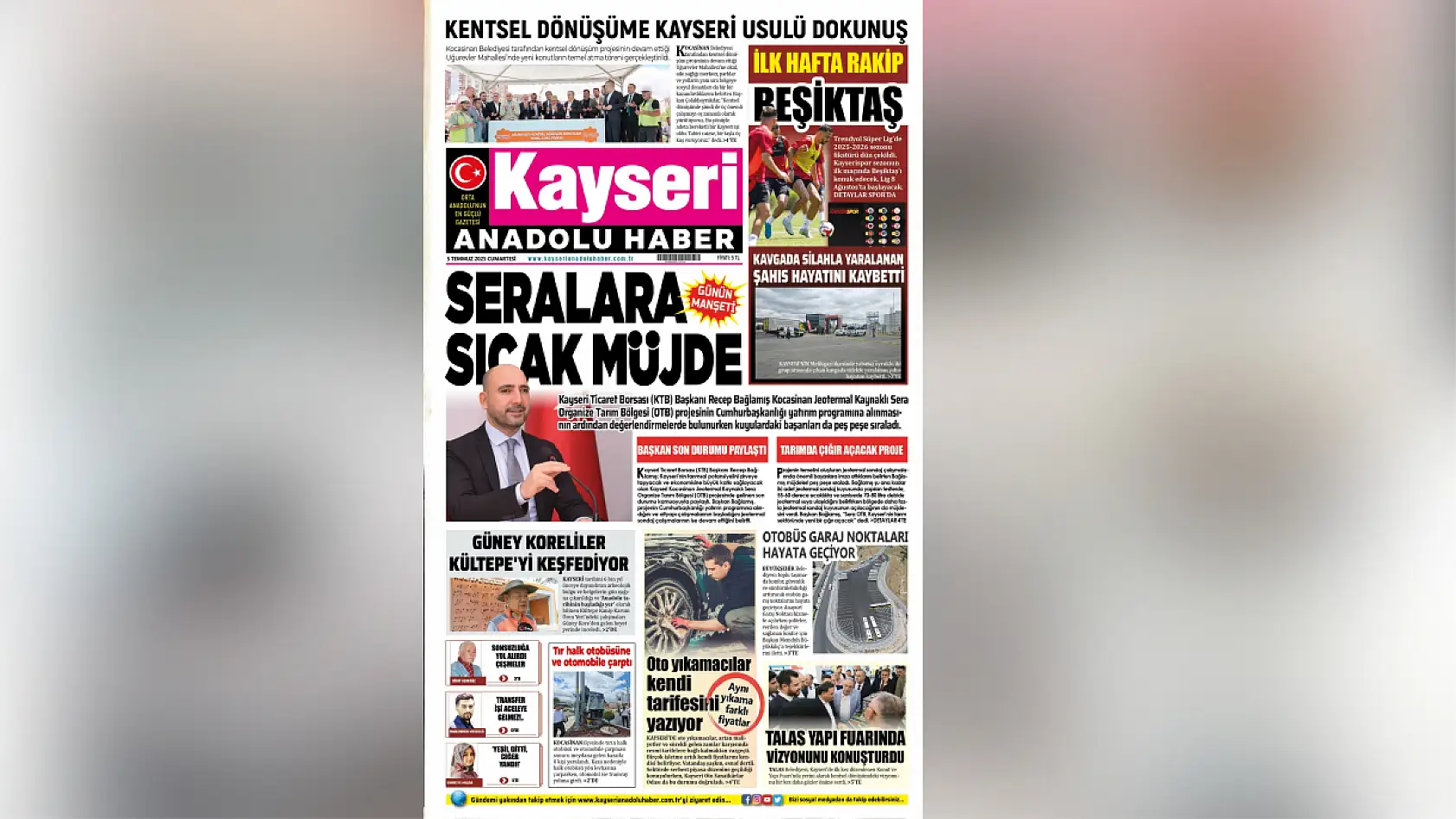 Kayseri gazeteleri 5 Temmuz Cumartesi gününe hangi manşetlerle çıktı?
