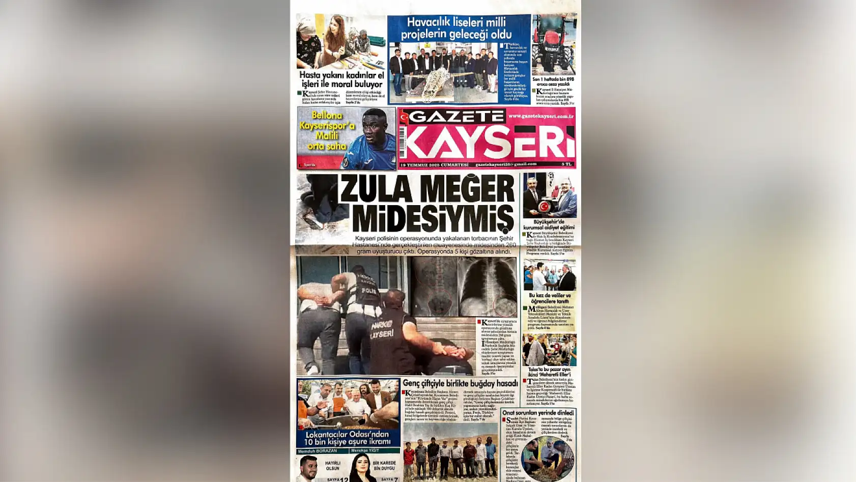 Kayseri yerel gazeteleri 19 Temmuz Cumartesi sabahına hangi manşetlerle çıktı?