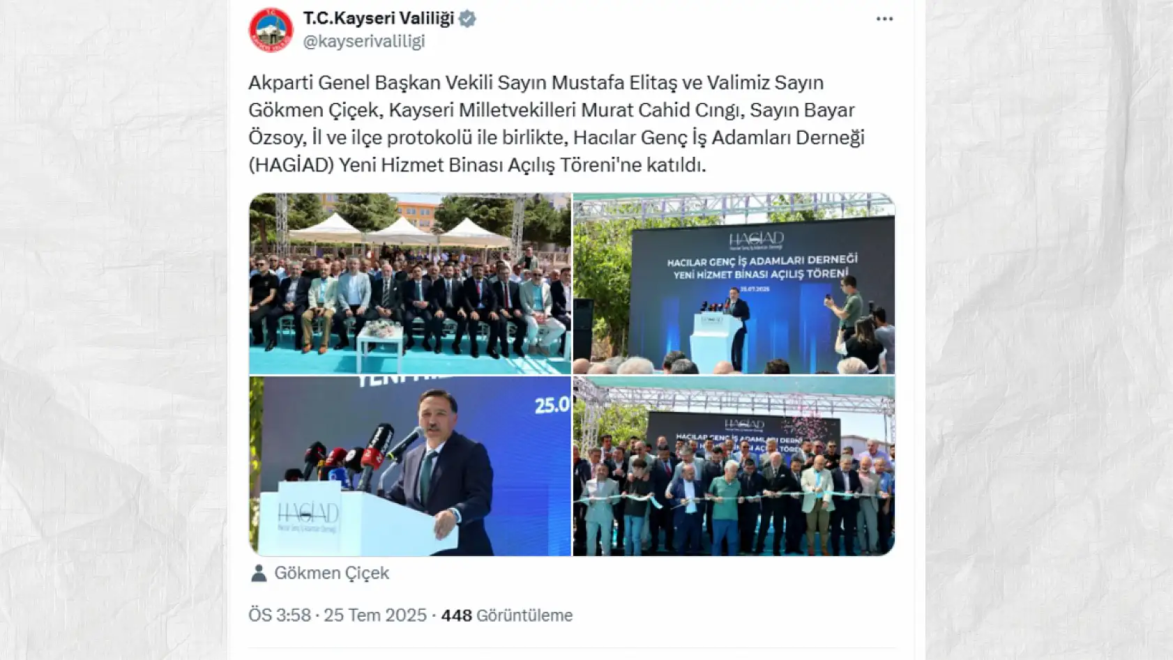 Kayseri'de sosyal medyada bugün neler konuşuldu? Gündemden öne çıkanlar (25 Temmuz)