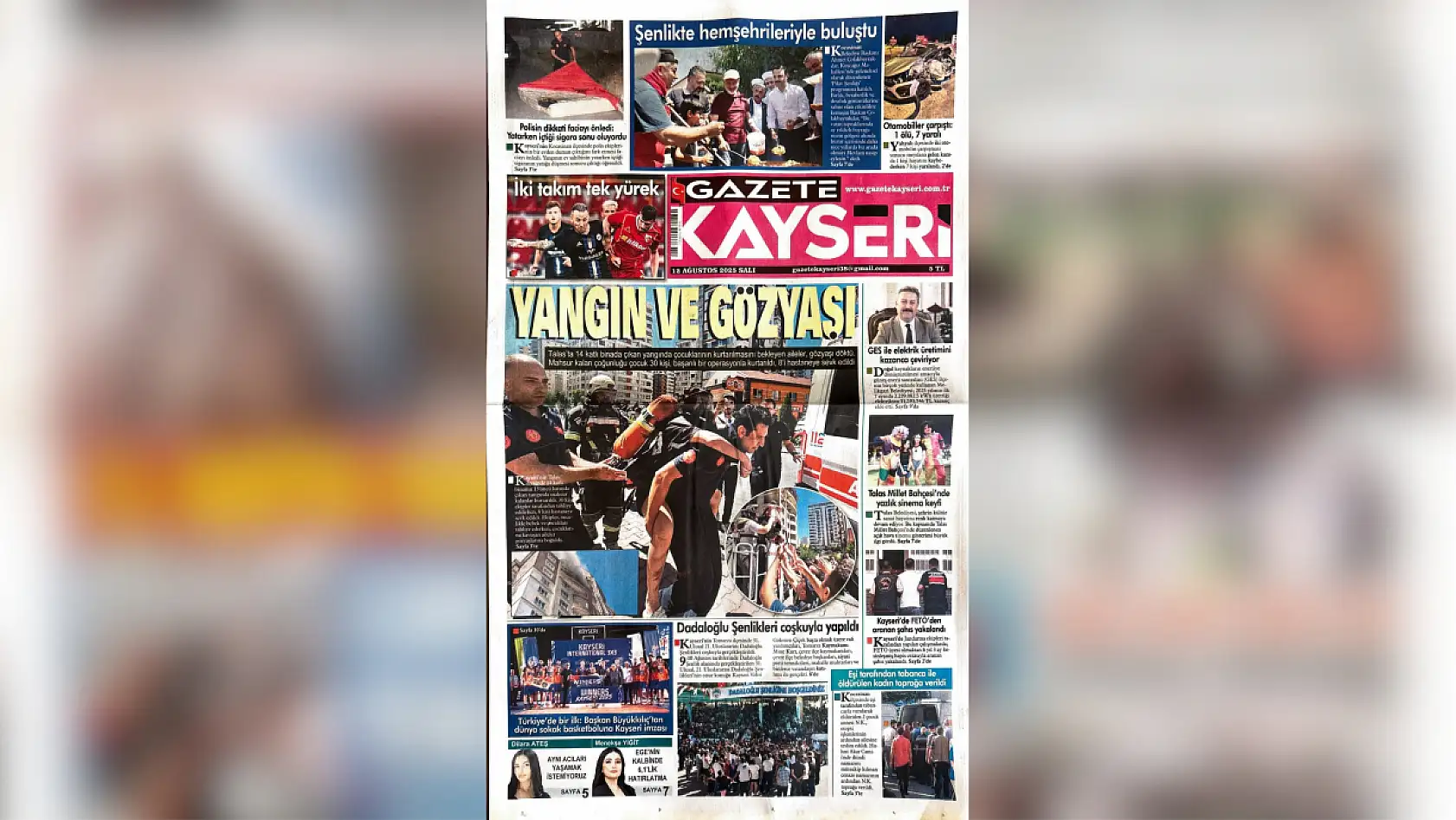 Kayseri yerel gazeteleri 12 Ağustos'a hangi manşetlerle çıktı?
