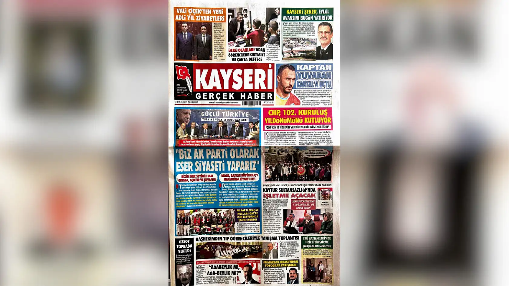 Kayseri gazeteleri 10 Eylül sabahına hangi manşetlerle çıktı?