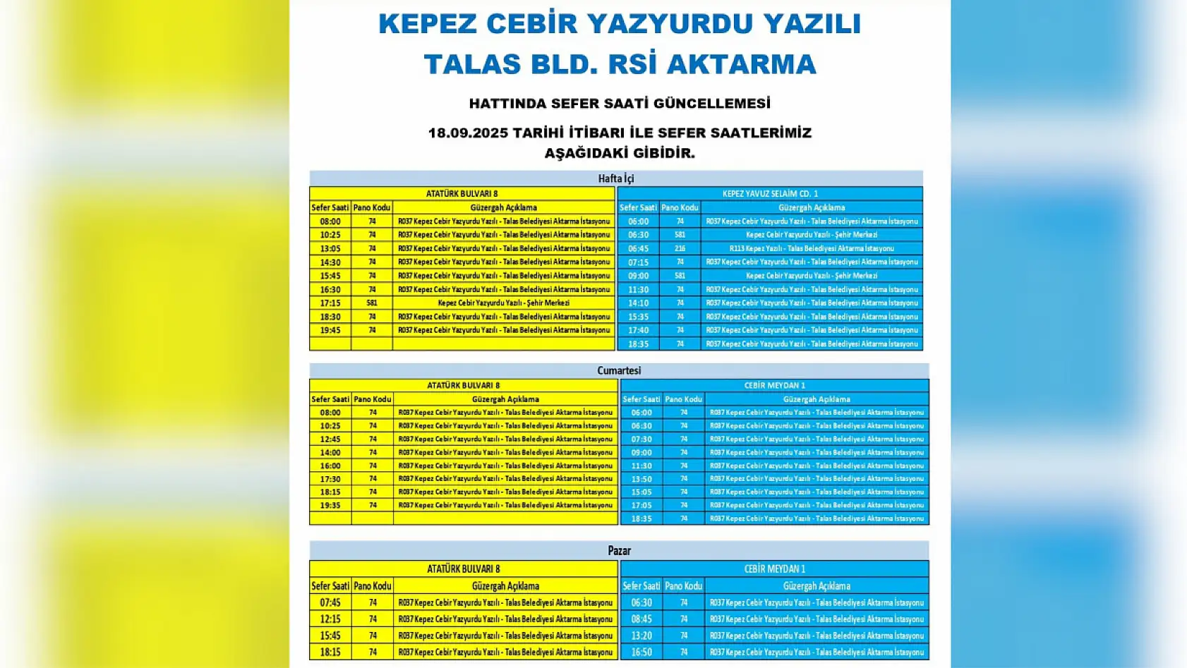 Kayseri'de toplu ulaşım düzenlemesi: Yıldırım Beyazıt, Köprübaşı, İldem, Organize Sanayi, İncesu, Kepez, Süksün, Şehir Hastanesi...