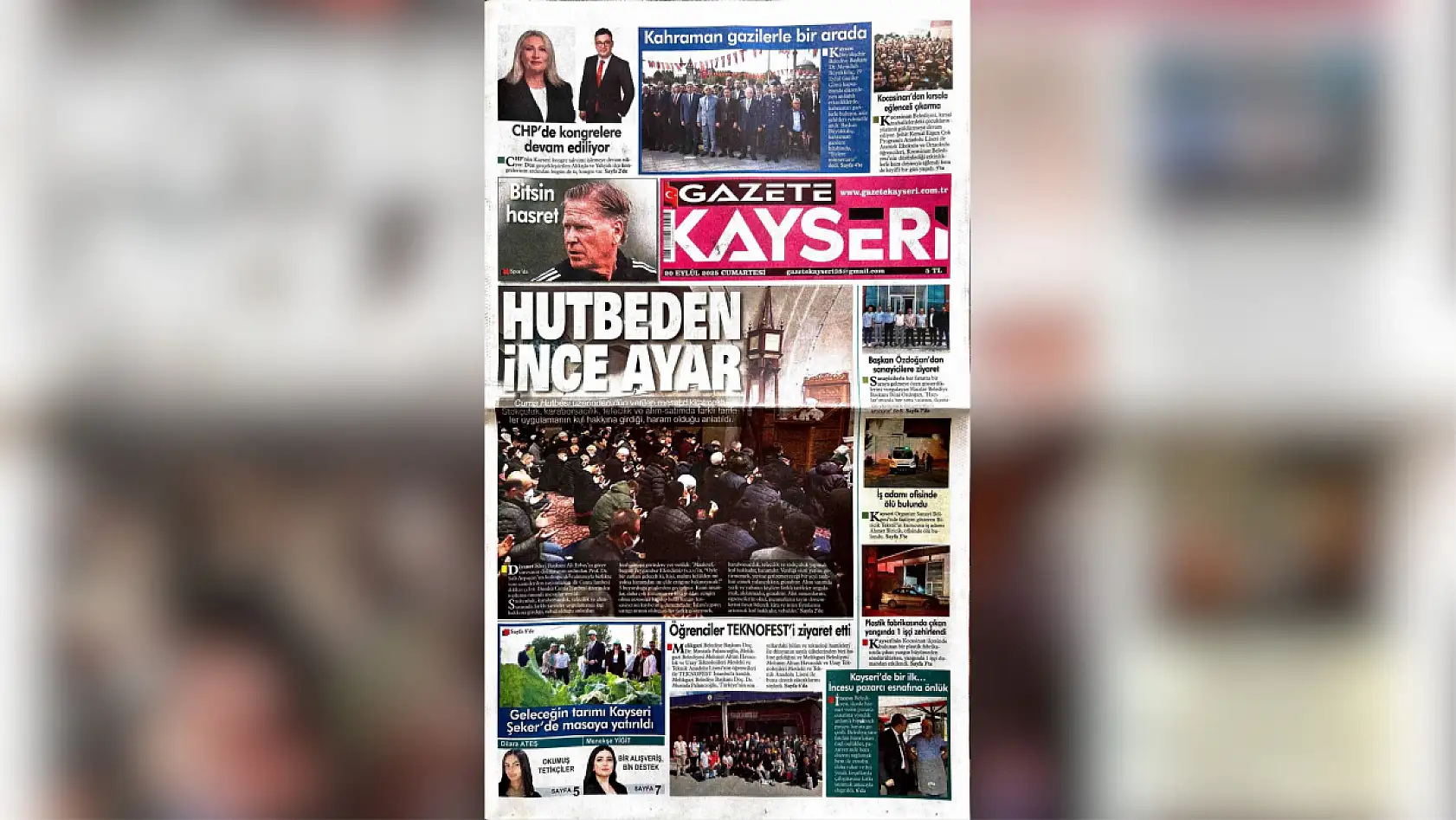 Kayseri'de gazeteler 20 Eylül sabahına hangi manşetlerle çıktı?