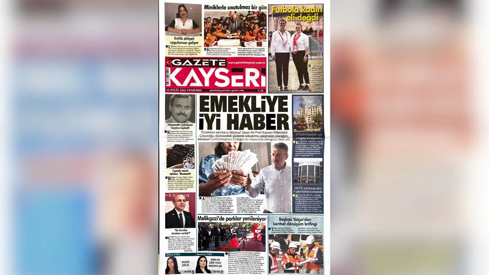 Kayseri yerel gazeteleri 25 Eylül sabahına hangi manşetlerle çıktı?