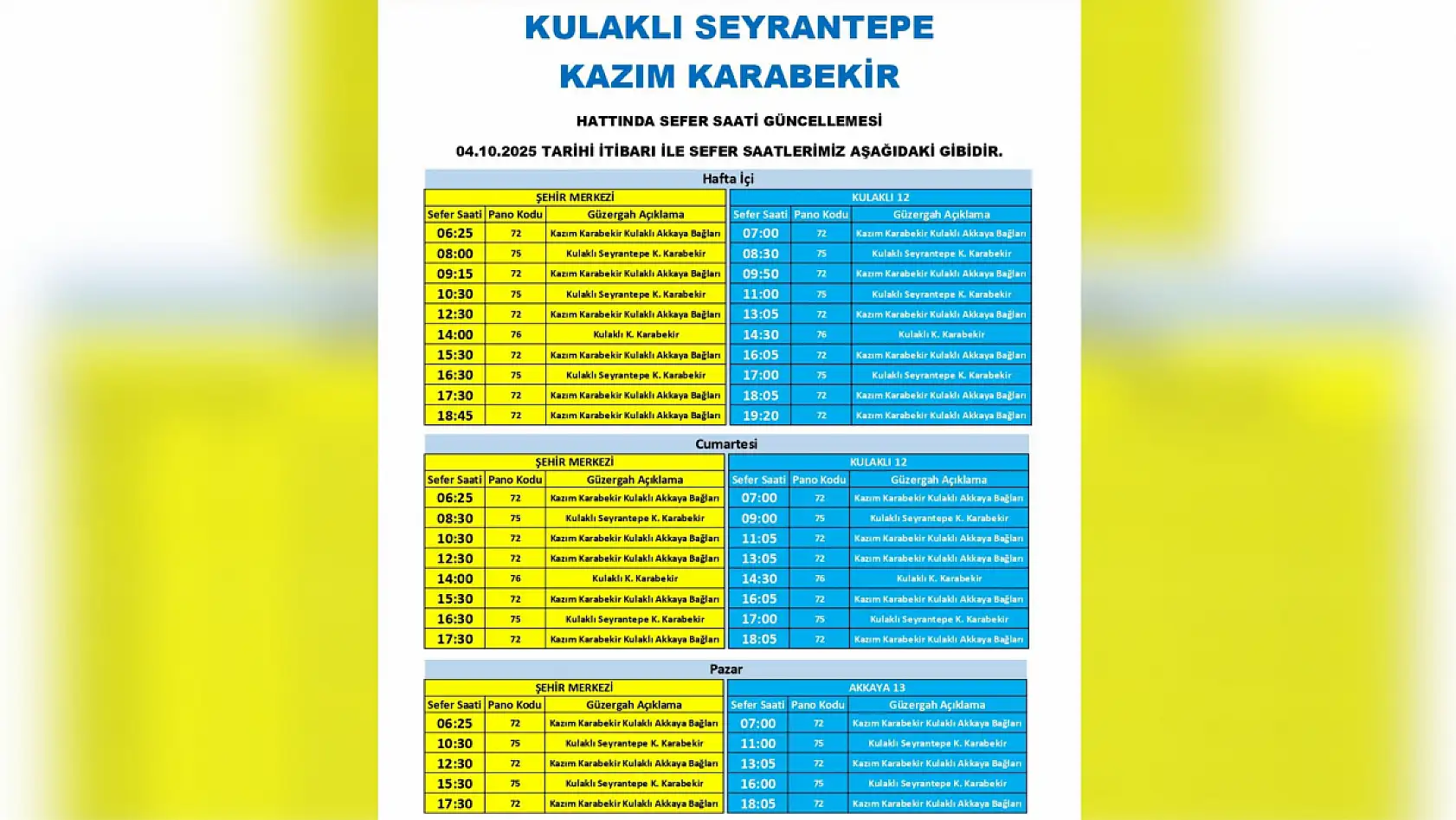 Kayseri'de 12 otobüs hattında sefer saati ve güzergah değişikliği gerçekleştirildi!