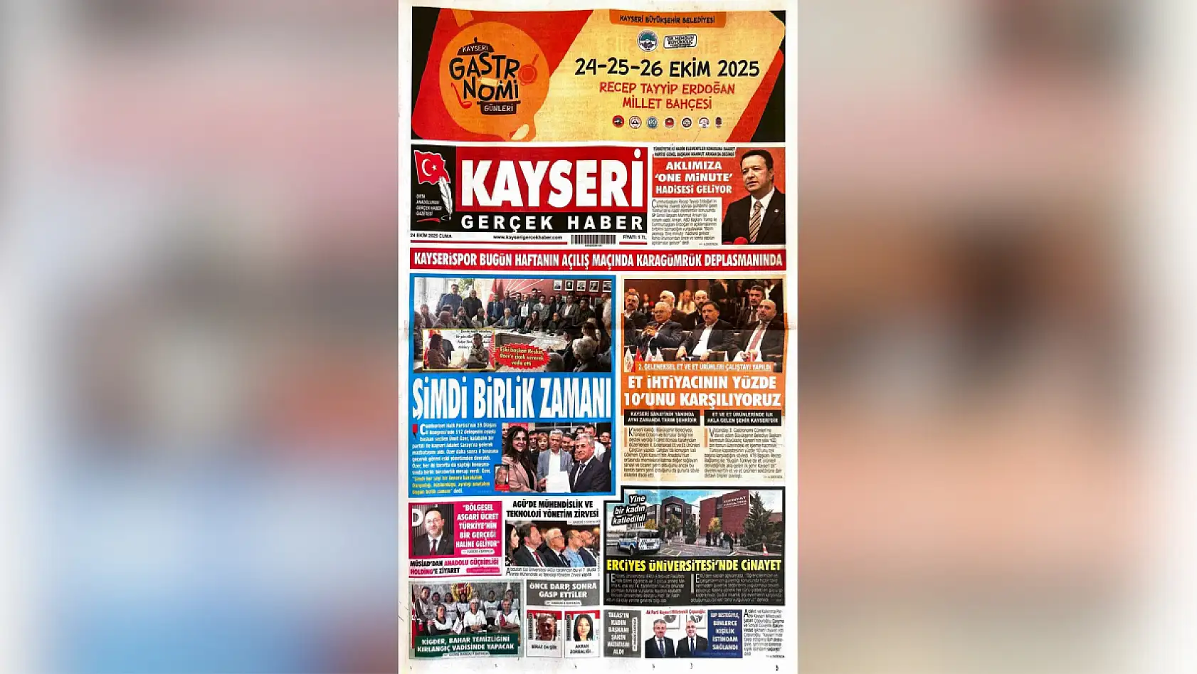 Kayseri'de gazeteler bugün hangi manşetle çıktı? (24 Ekim)