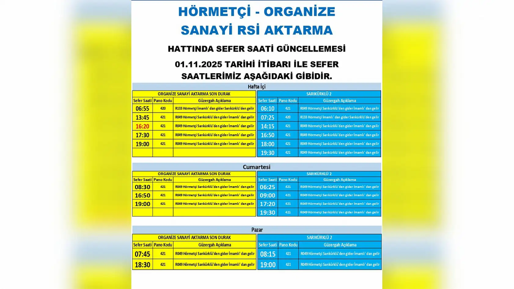 Kayseri'de otobüs seferler saatleri değişti: Hangi güzergahlar etkilenecek? (1 Kasım 2025 Cumartesi)