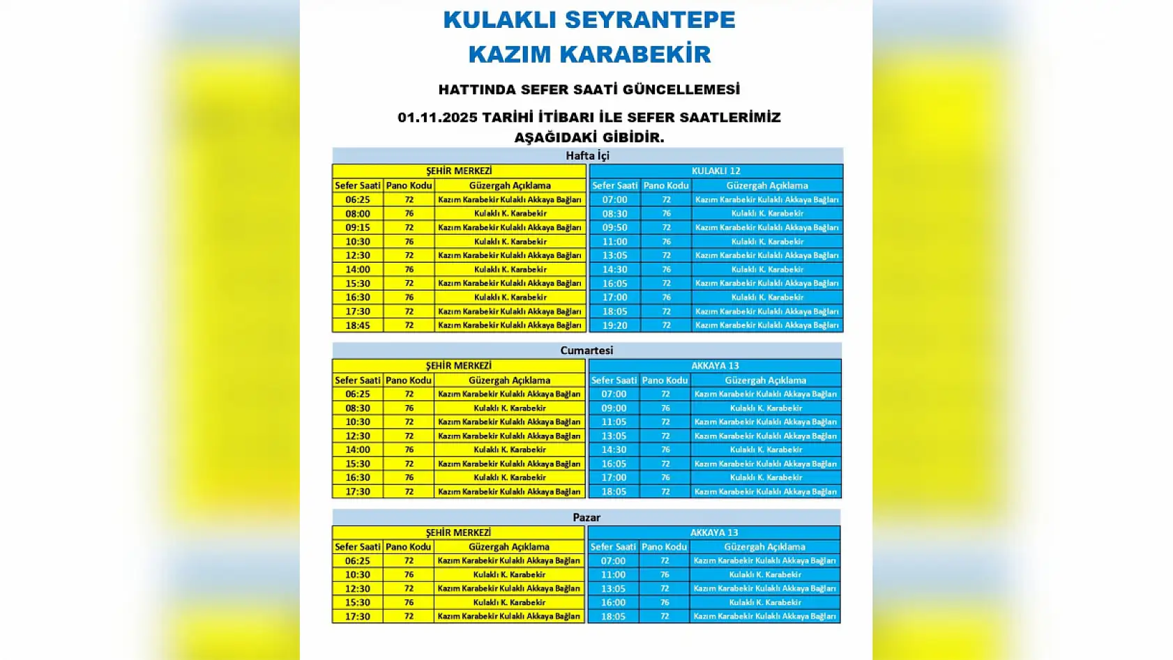Kayseri'de otobüs seferler saatleri değişti: Hangi güzergahlar etkilenecek? (1 Kasım 2025 Cumartesi)