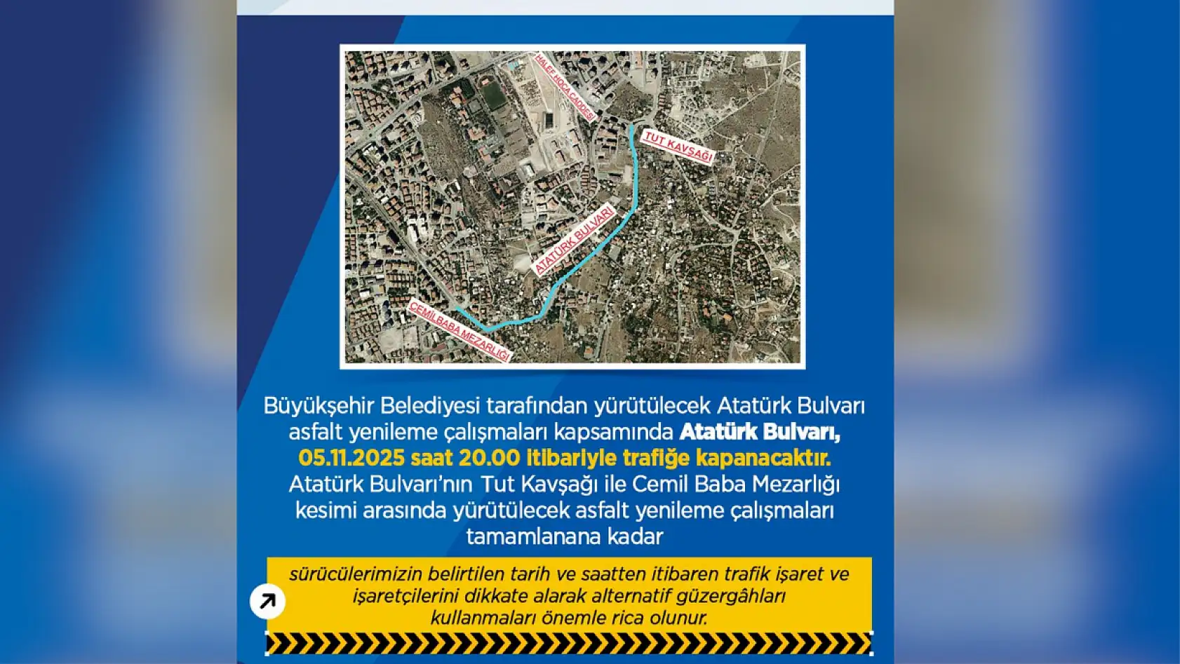 Yol çalışması nedeniyle Talas'ta otobüslerin güzergahları değişiyor!