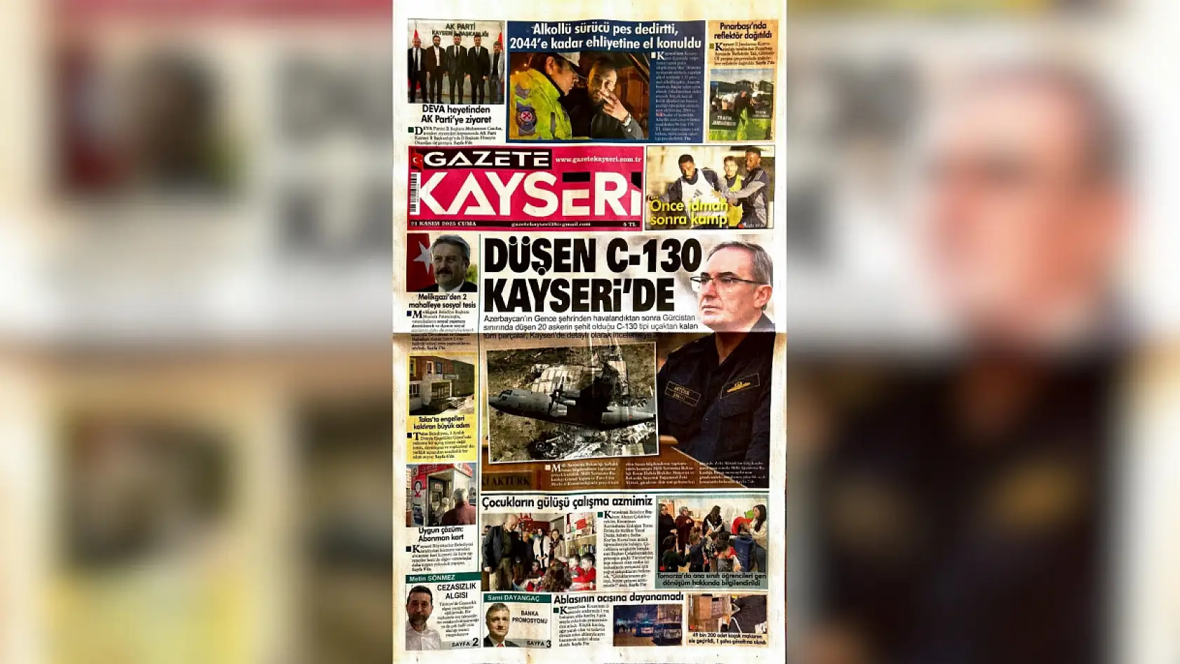 Kayseri gazeteleri 21 Kasım Cuma günü hangi manşetlerle öne çıktı?
