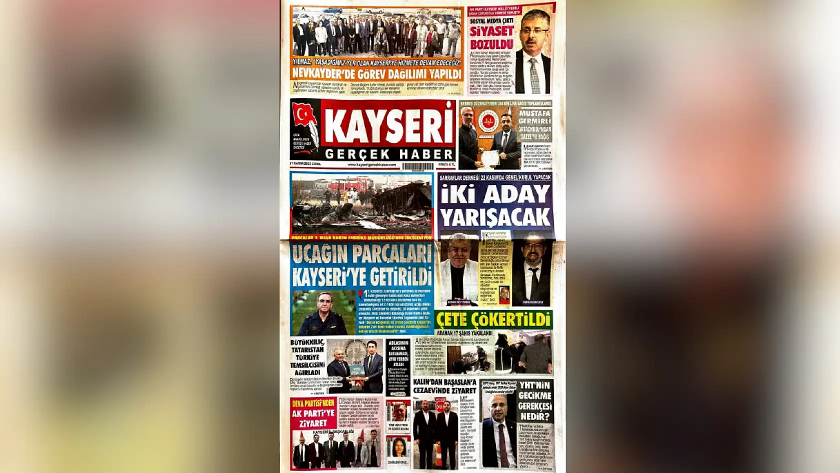 Kayseri gazeteleri 21 Kasım Cuma günü hangi manşetlerle öne çıktı?