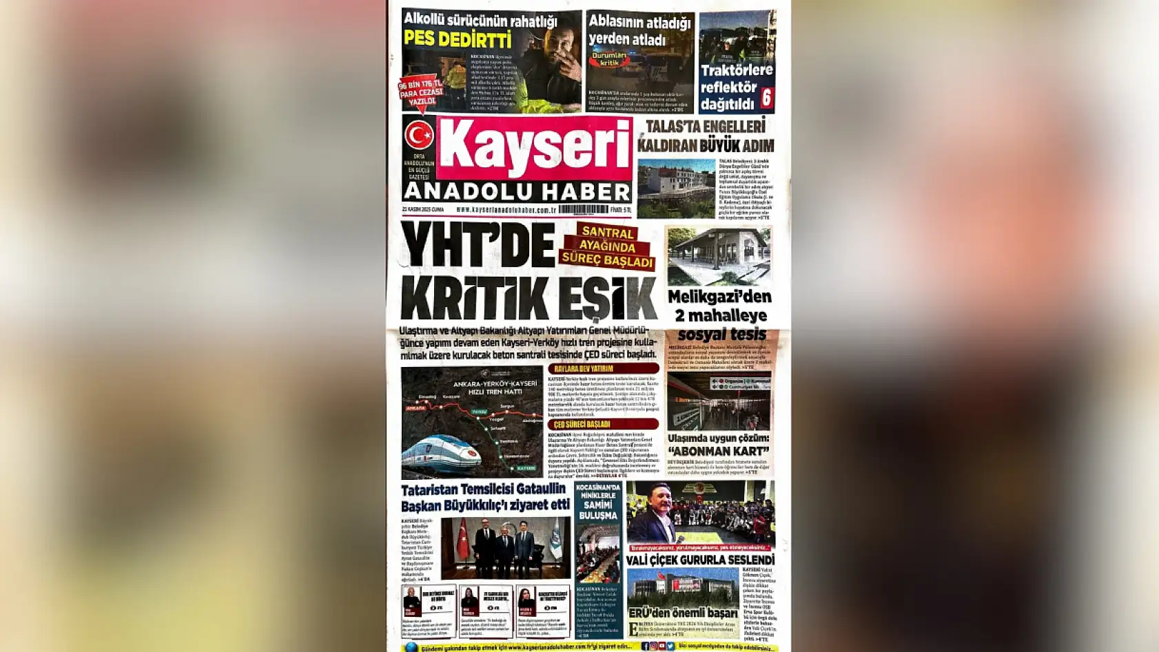 Kayseri gazeteleri 21 Kasım Cuma günü hangi manşetlerle öne çıktı?