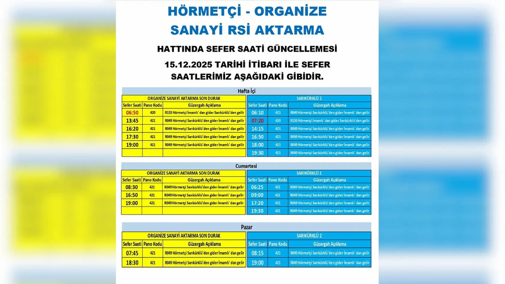 Kayseri'de 13 Aralık Cumartesi itibariyle geçerli yeni düzenleme: Hangi otobüs hatları değişti?