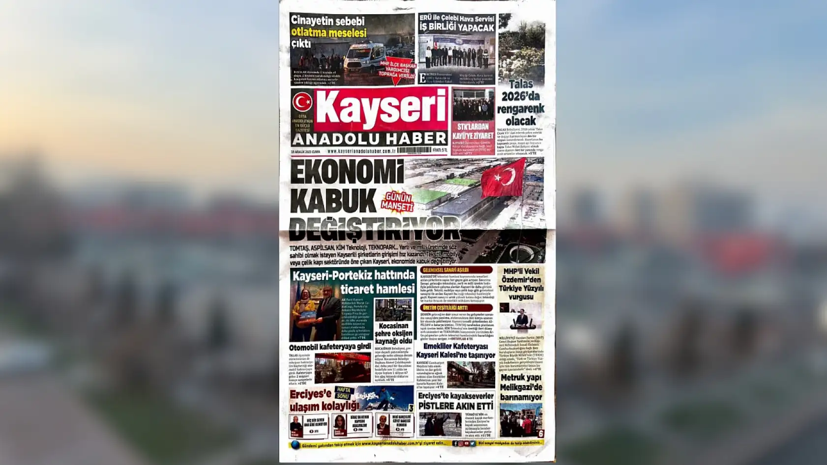 Kayseri yerel gazeteleri 19 Aralık sabahına hangi manşetlerle çıktı?