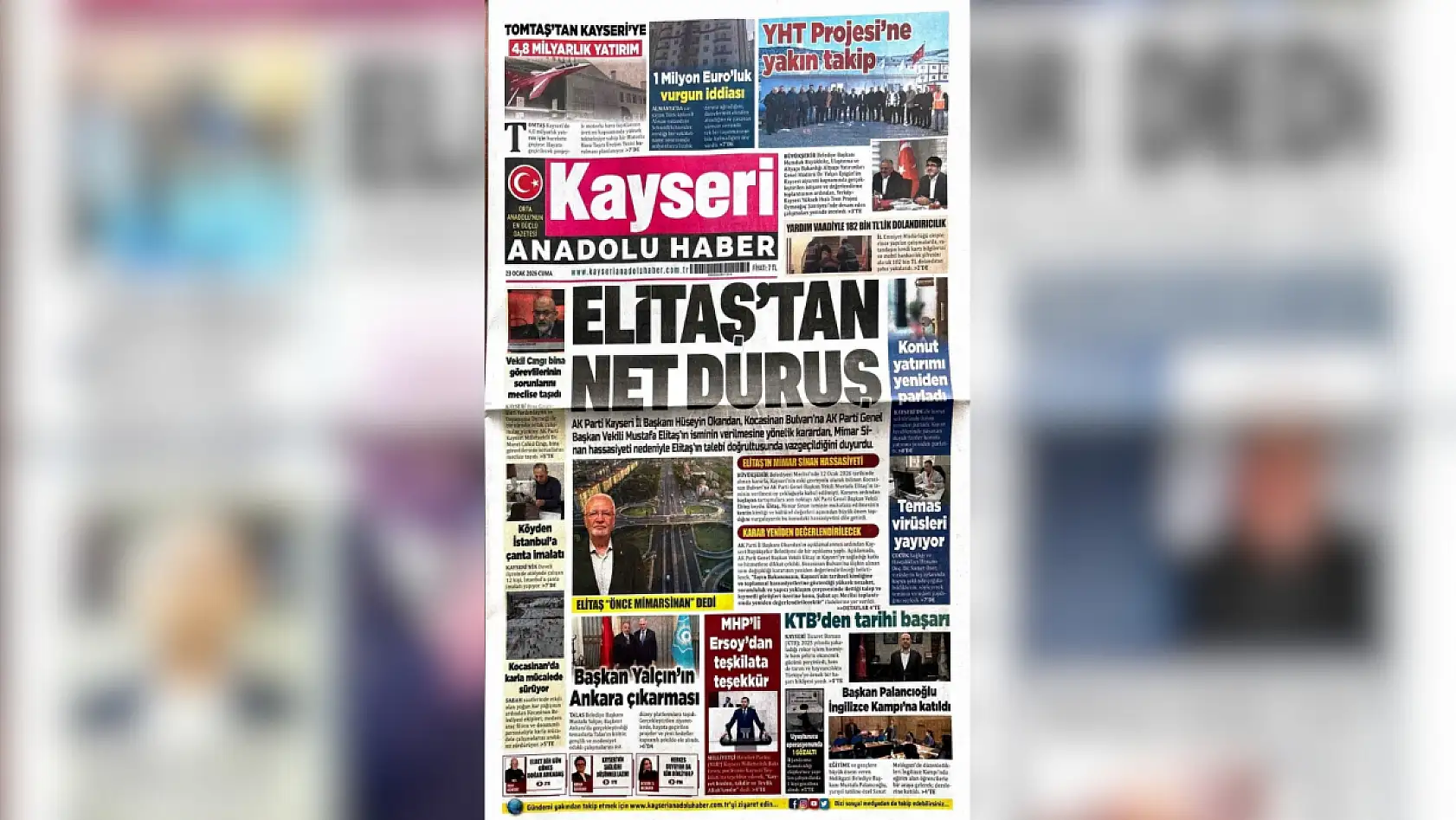 Kayseri yerel gazeteleri 23 Ocak Cuma sabahına hangi manşetle çıktı?