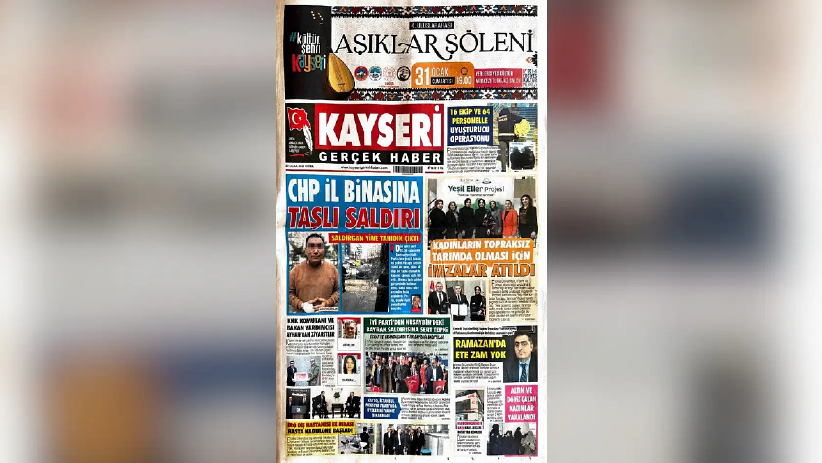Kayseri yerel gazeteleri bugün hangi manşetlerle öne çıktı? (30 Ocak 2026 Cuma)