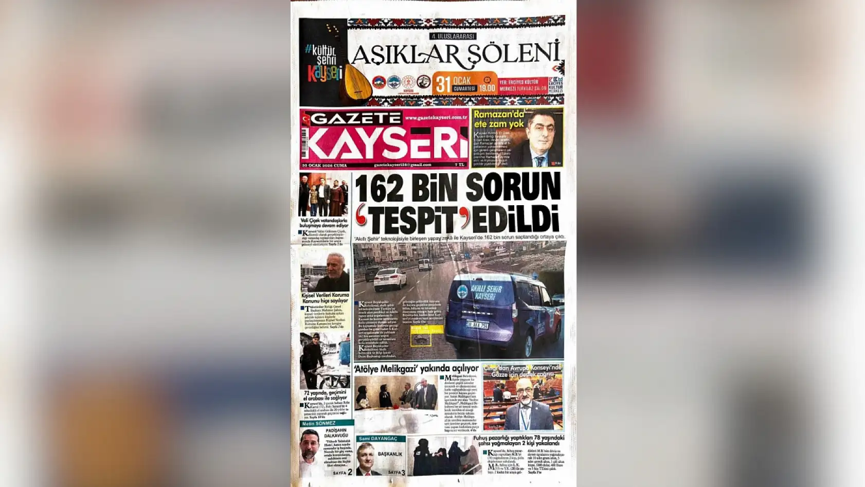 Kayseri yerel gazeteleri bugün hangi manşetlerle öne çıktı? (30 Ocak 2026 Cuma)