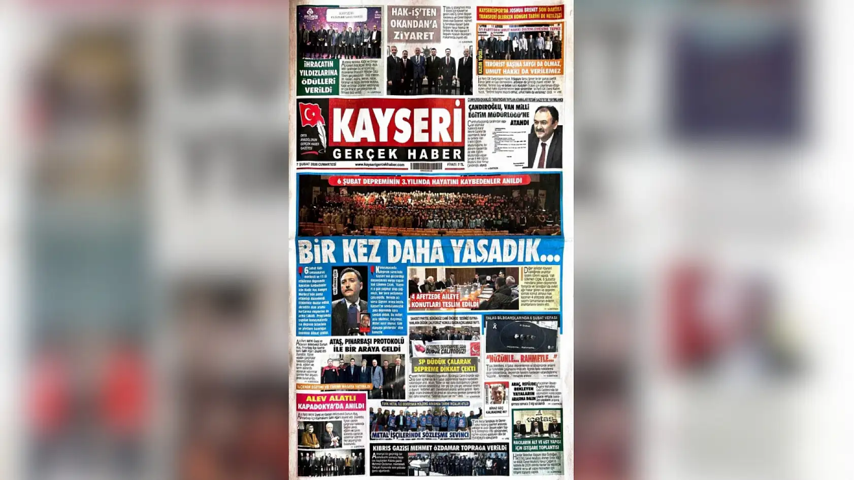 Kayseri yerel gazeteleri 7 Şubat sabahına hangi manşetlerle çıktı?