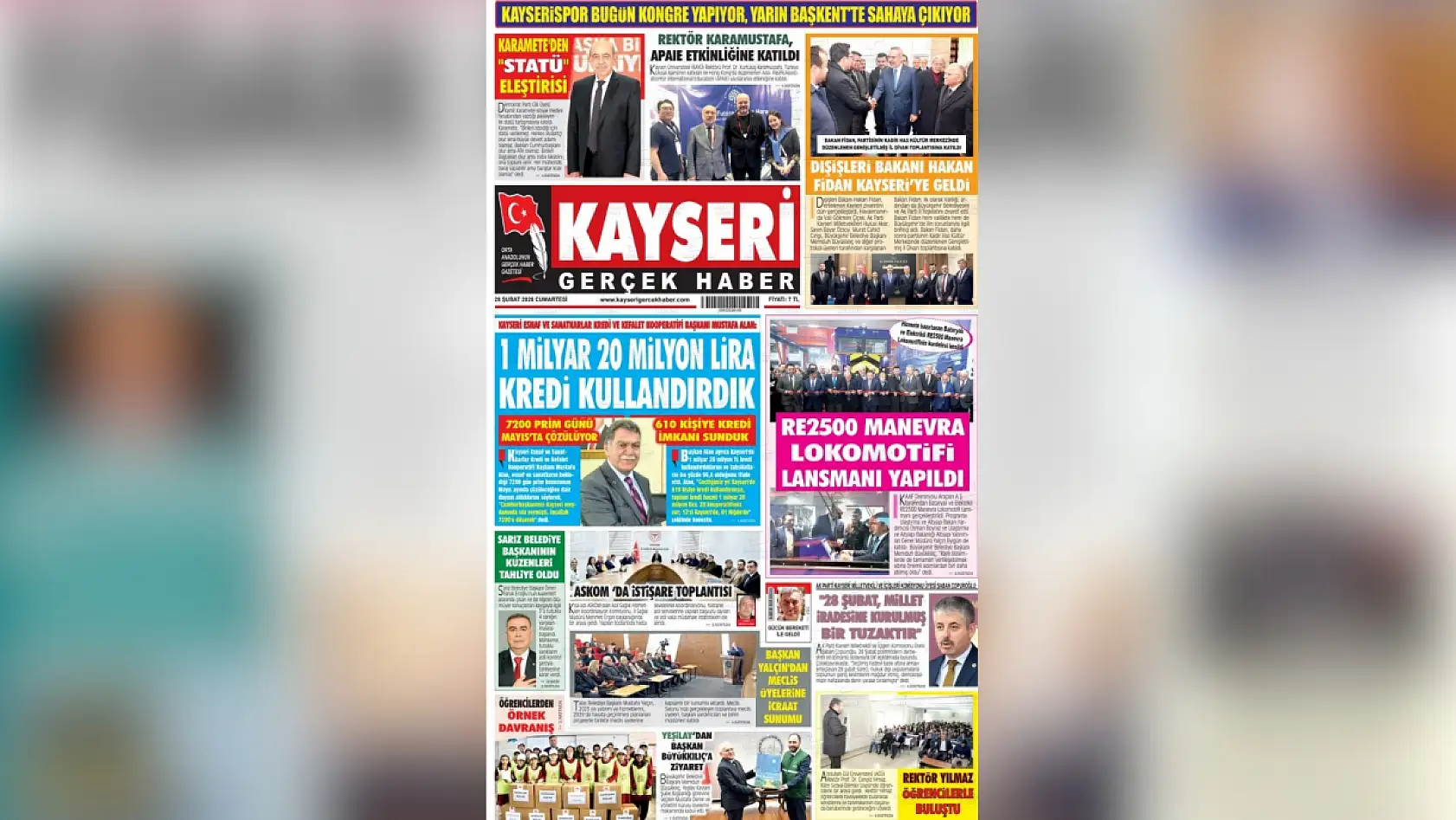 Kayseri yerel gazeteleri 28 Şubat Cumartesi sabahına hangi manşetlerle çıktı?