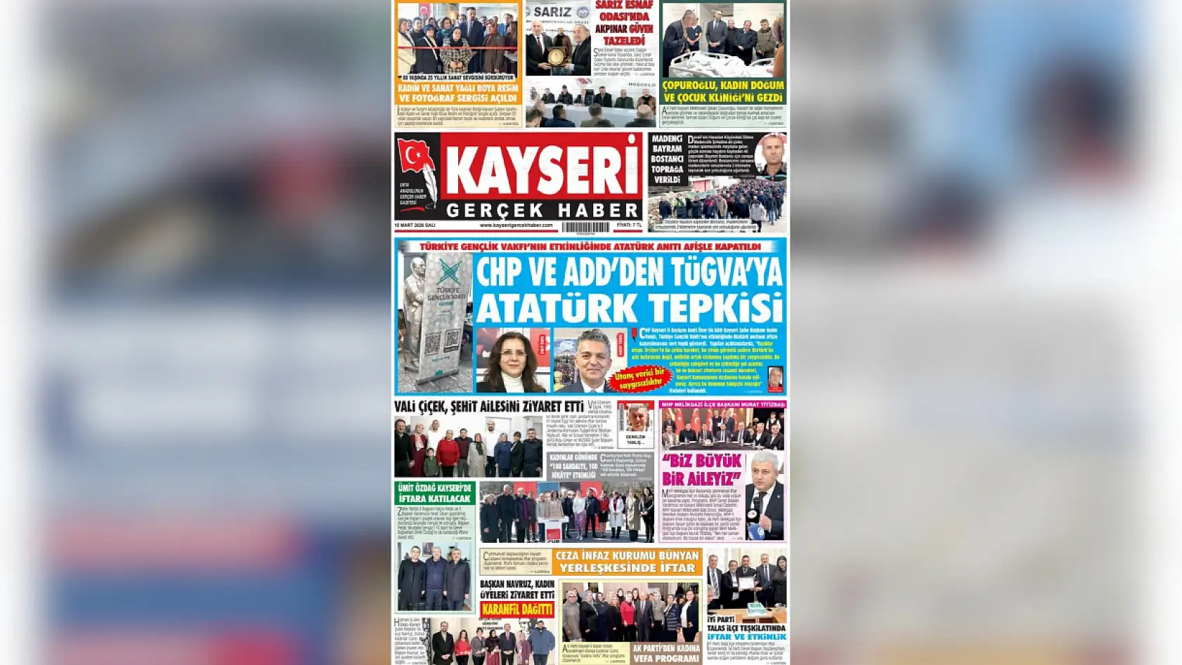 Kayseri yerel gazeteleri 10 Mart Salı günü sabahına hangi manşetlerle çıktı?