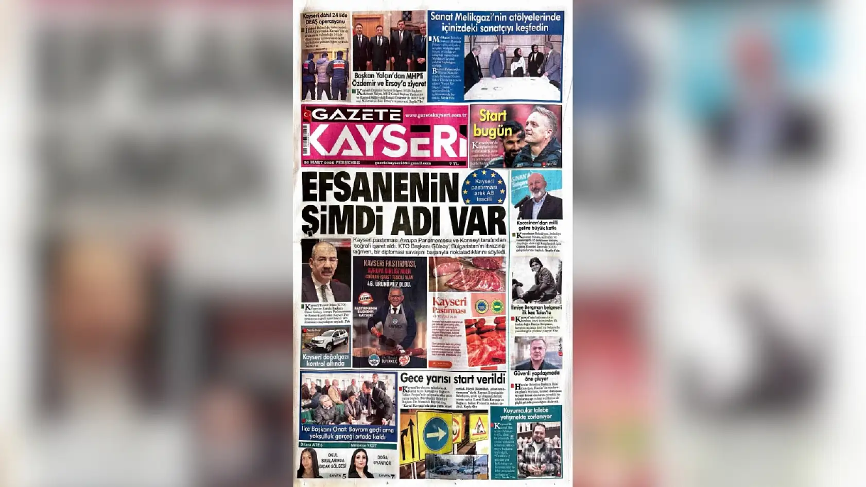 Kayseri yerel gazeteleri 26 Mart Perşembe sabahına hangi manşetlerle çıktı?