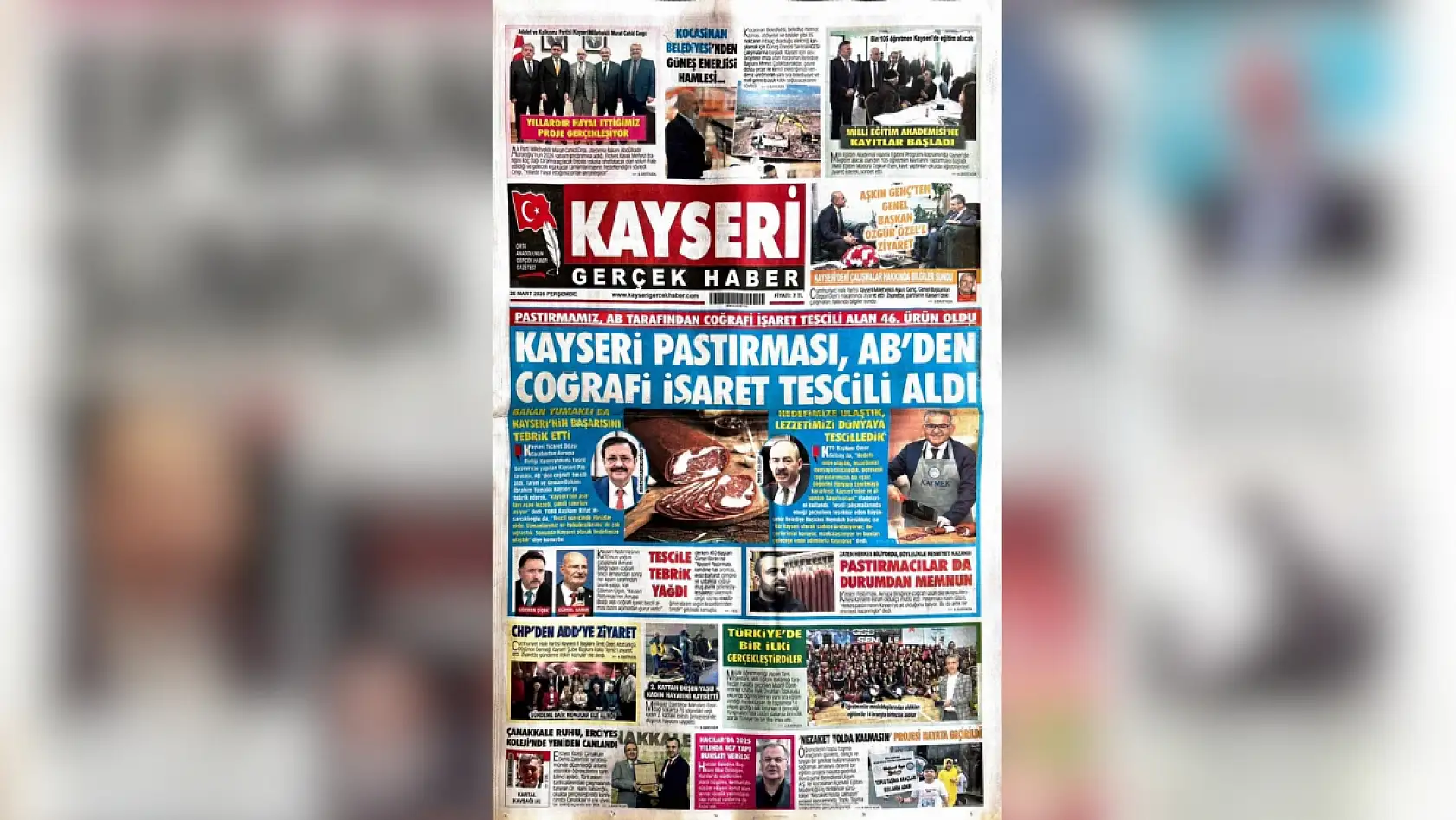 Kayseri yerel gazeteleri 26 Mart Perşembe sabahına hangi manşetlerle çıktı?