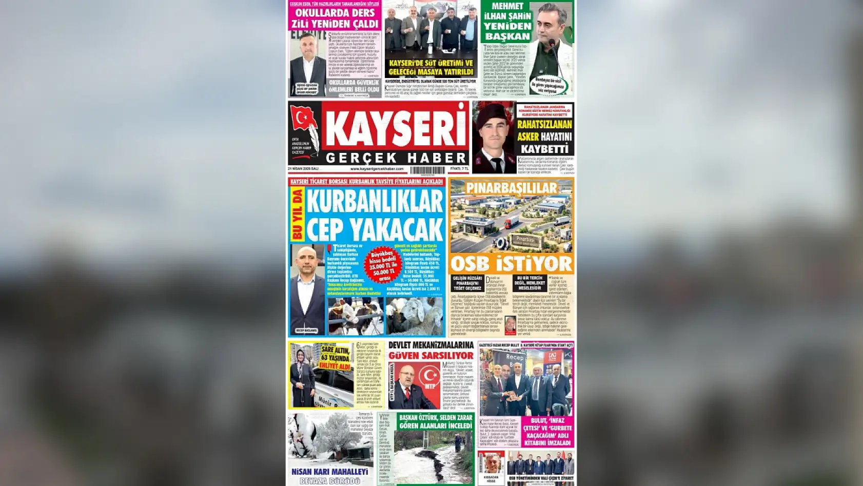 Kayseri yerel gazeteleri 21 Nisan Salı gününü hangi manşetlerle karşıladı?