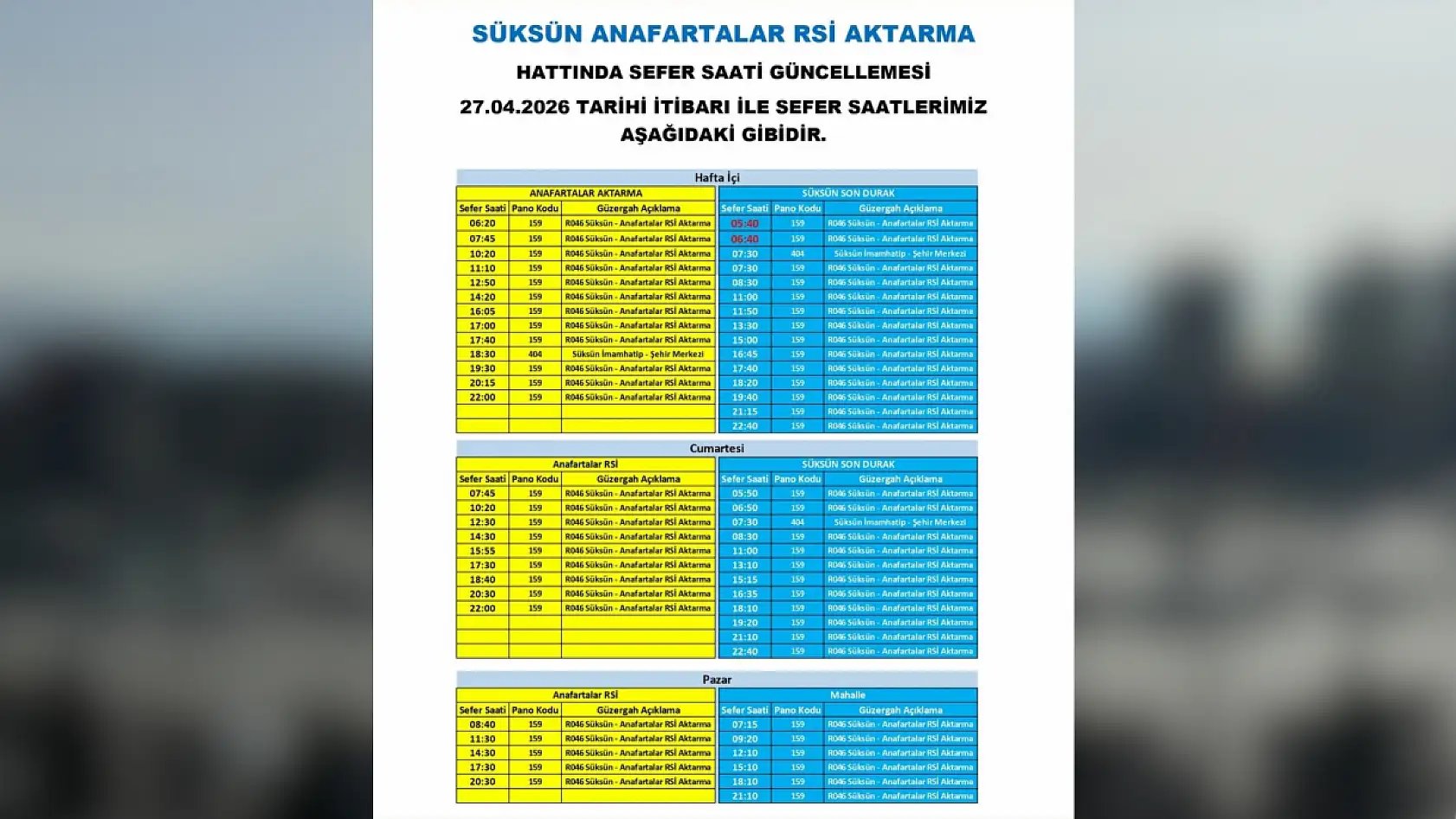 Kayseri'de yeni düzenleme: Hangi otobüslerin sefer saatleri ve güzergahları değişti? (25 Nisan2026 )