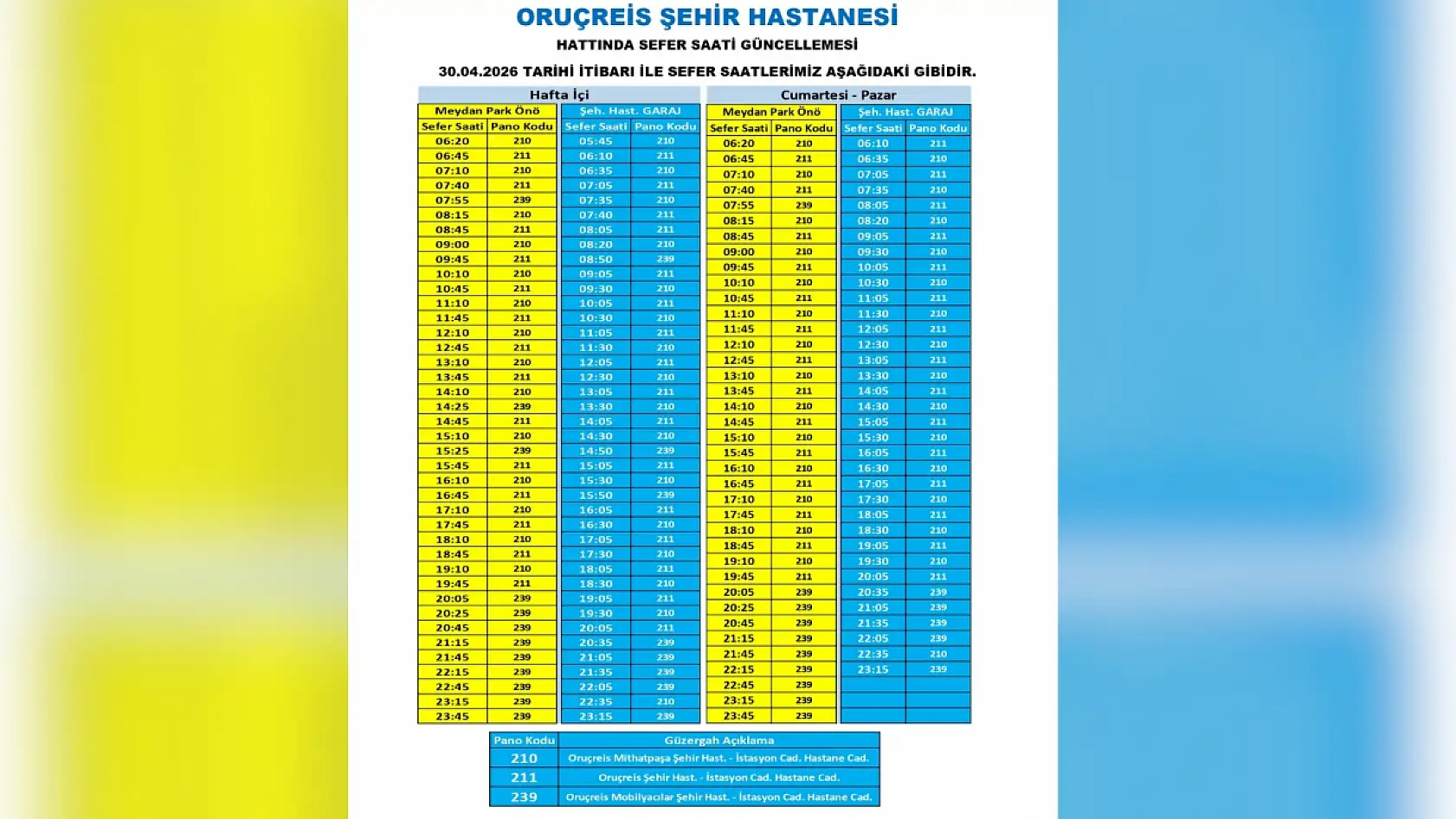 Kayseri'de 2 Mayıs Cumartesi günü itibariyle çok sayıda otobüs güzergahı ve sefer saatinde değişikliğe gidildi!