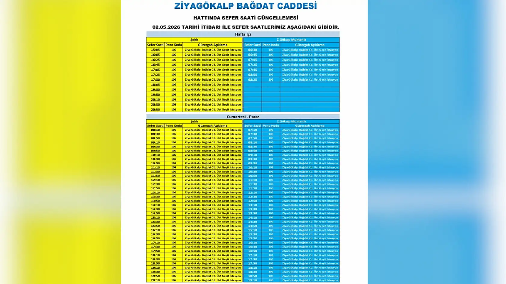 Kayseri'de 2 Mayıs Cumartesi günü itibariyle çok sayıda otobüs güzergahı ve sefer saatinde değişikliğe gidildi!